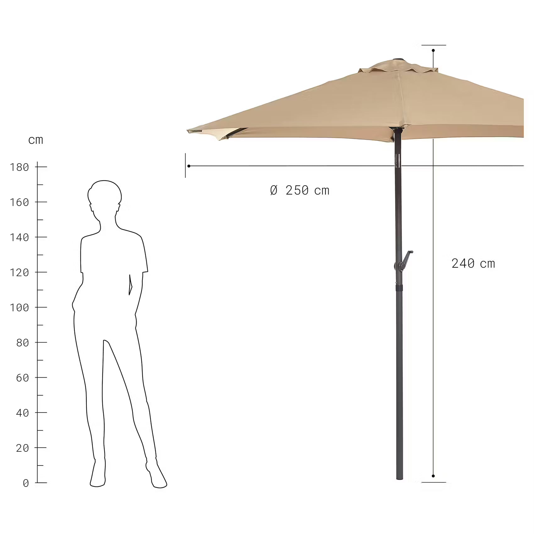 SIESTA Sonnenschirm mit Schirmständer - Aluminium / Polyester - Beige - Beige