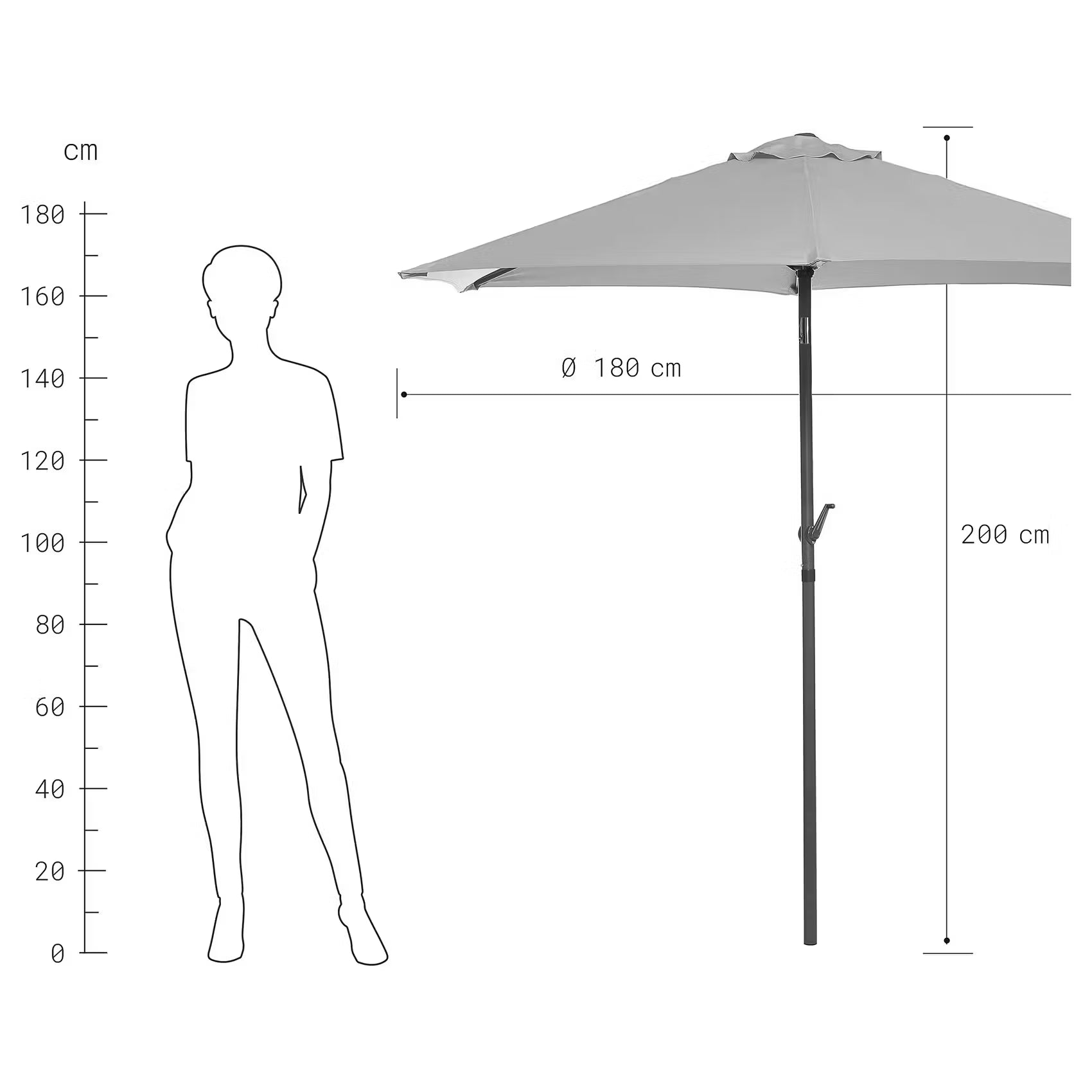 SIESTA Sonnenschirm mit Schirmständer - Aluminium / Polyester - Grau