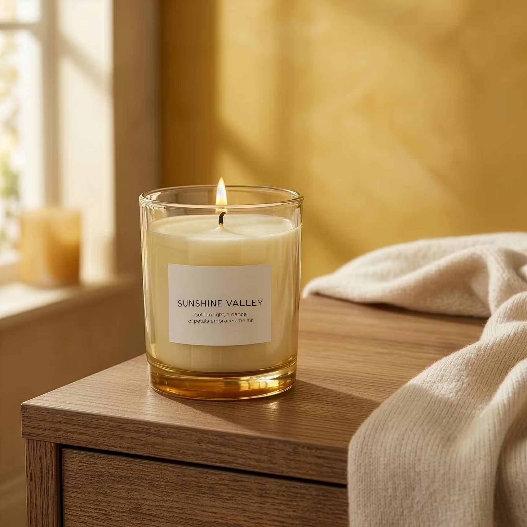 PURE POETRY Duftkerze Sunshine Valley - Glas/Soja Wachs/Paraffin - Pastellorange