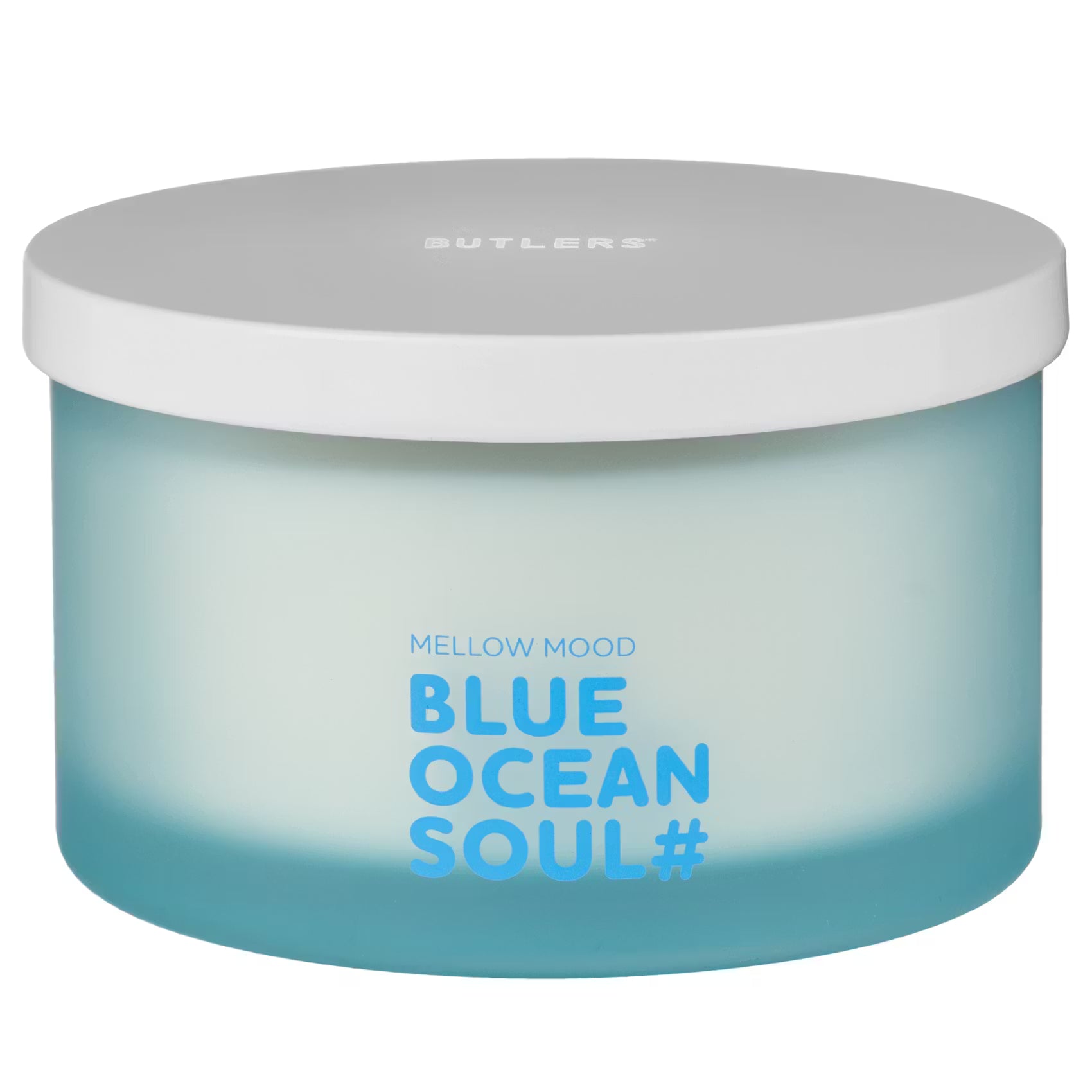 MELLOW MOOD Duftkerze Blue Ocean Soul - Sojawachs/Paraffin/Glas/Metall - Pastellblau
