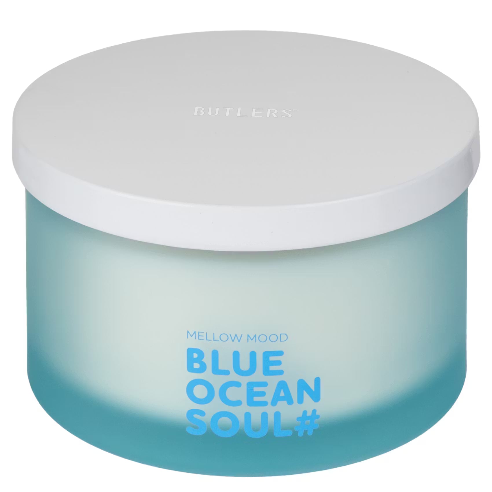 MELLOW MOOD Duftkerze Blue Ocean Soul - Sojawachs/Paraffin/Glas/Metall - Pastellblau