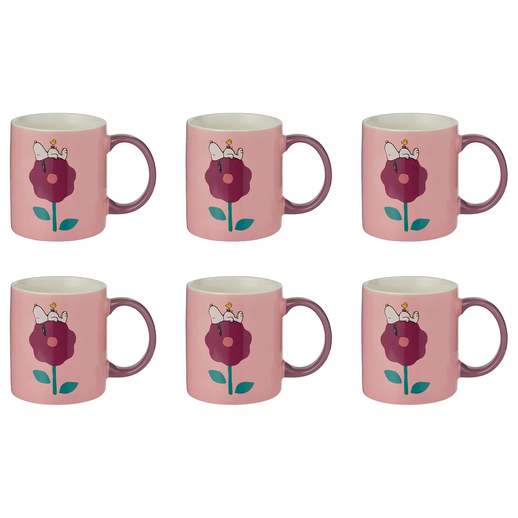 PEANUTS Tasse 6er-Set - Porzellan - Rosa