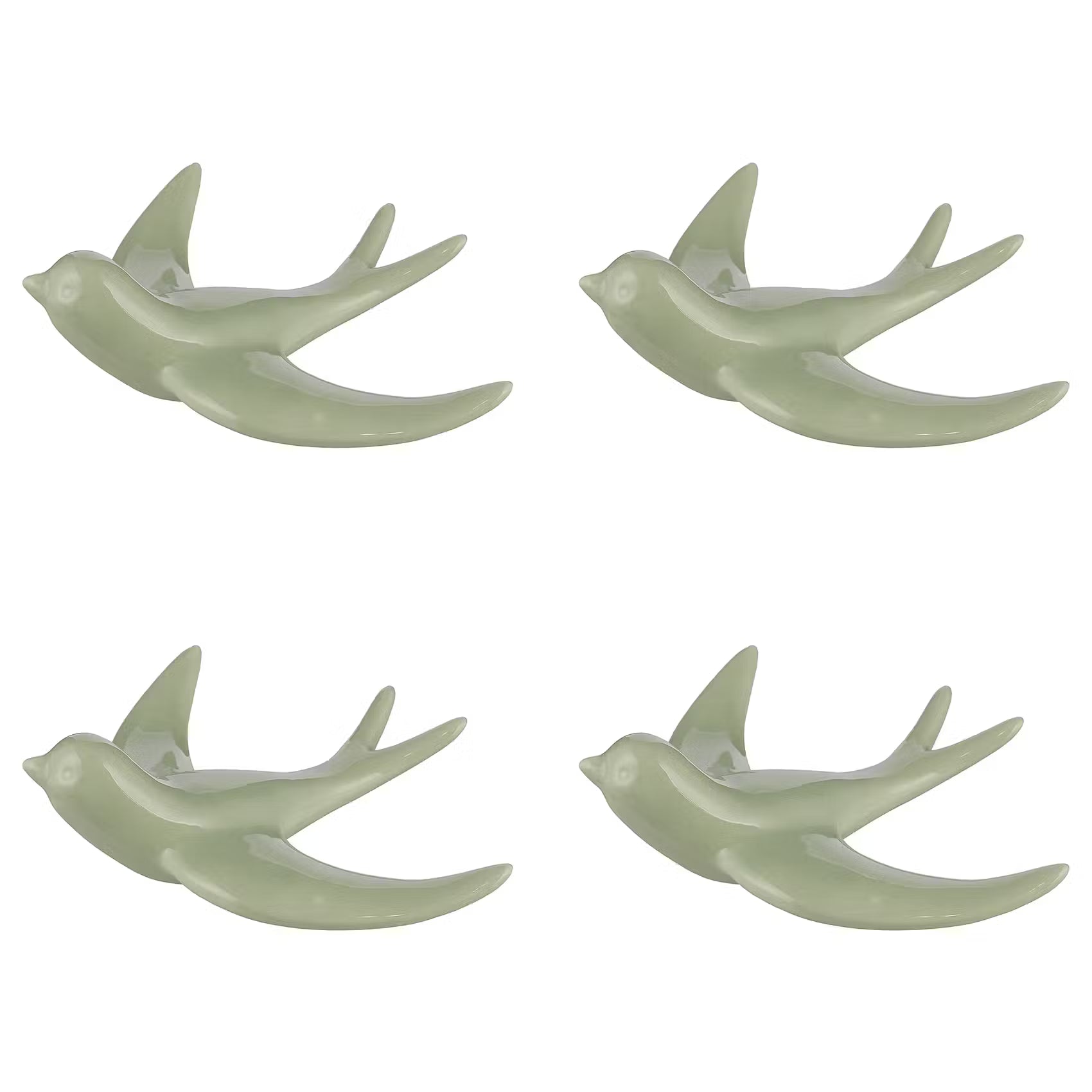 SUMMER Deko-Schwalbe 4er-Set - Steingut - Pastellgrün
