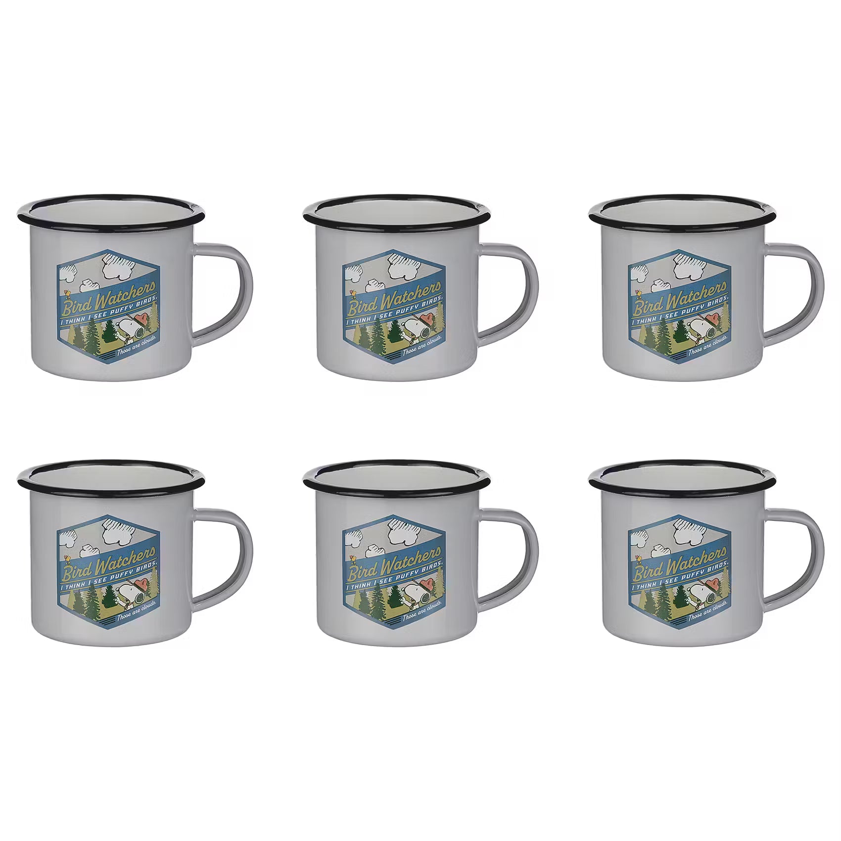 PEANUTS Tasse 6er-Set - Emaille - Grau