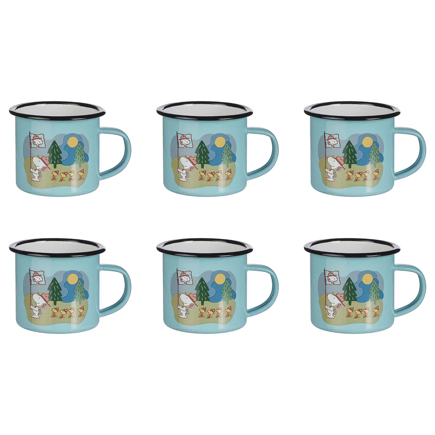 PEANUTS Tasse 6er-Set - Emaille - Hellblau
