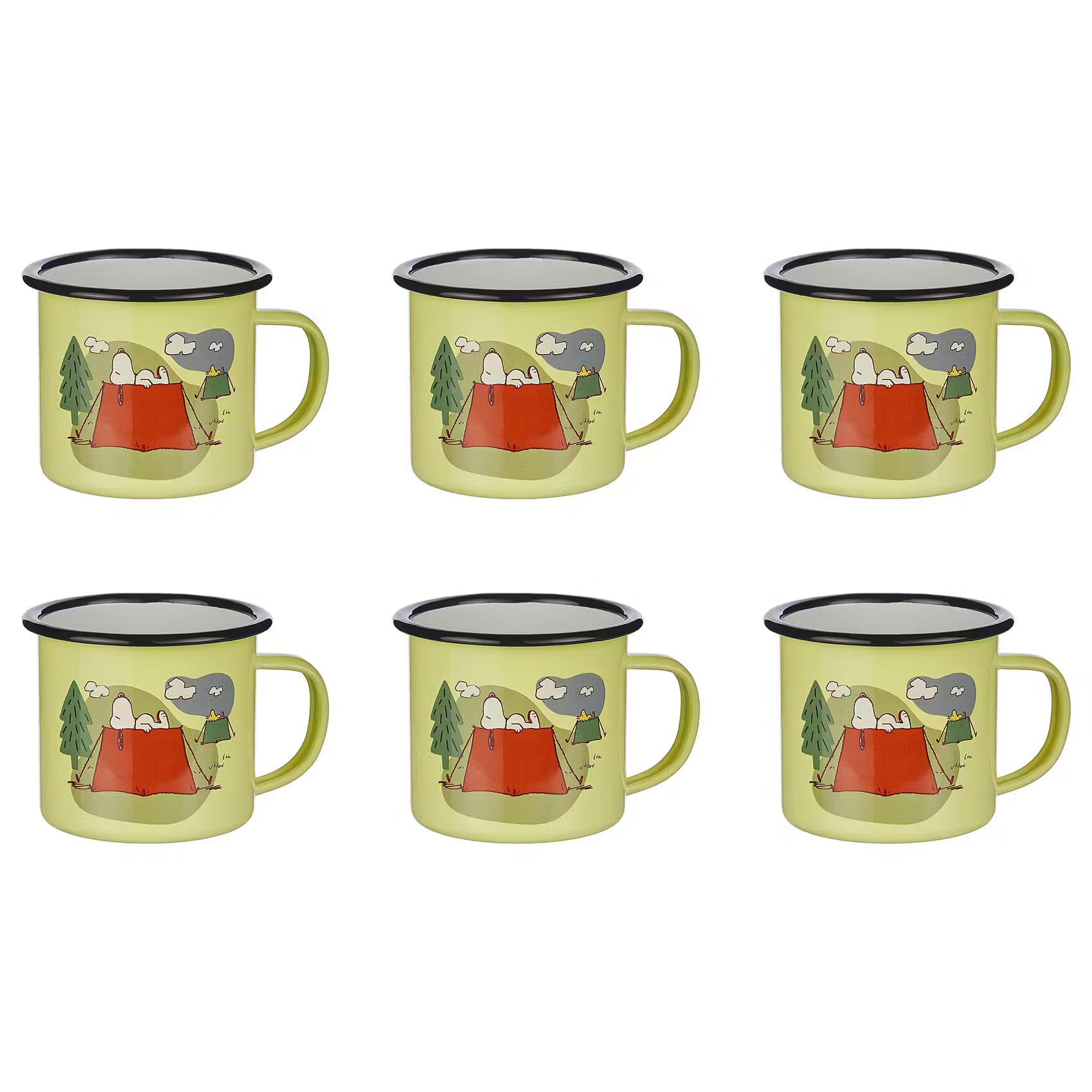 PEANUTS Tasse 6er-Set - Emaille - Gelb