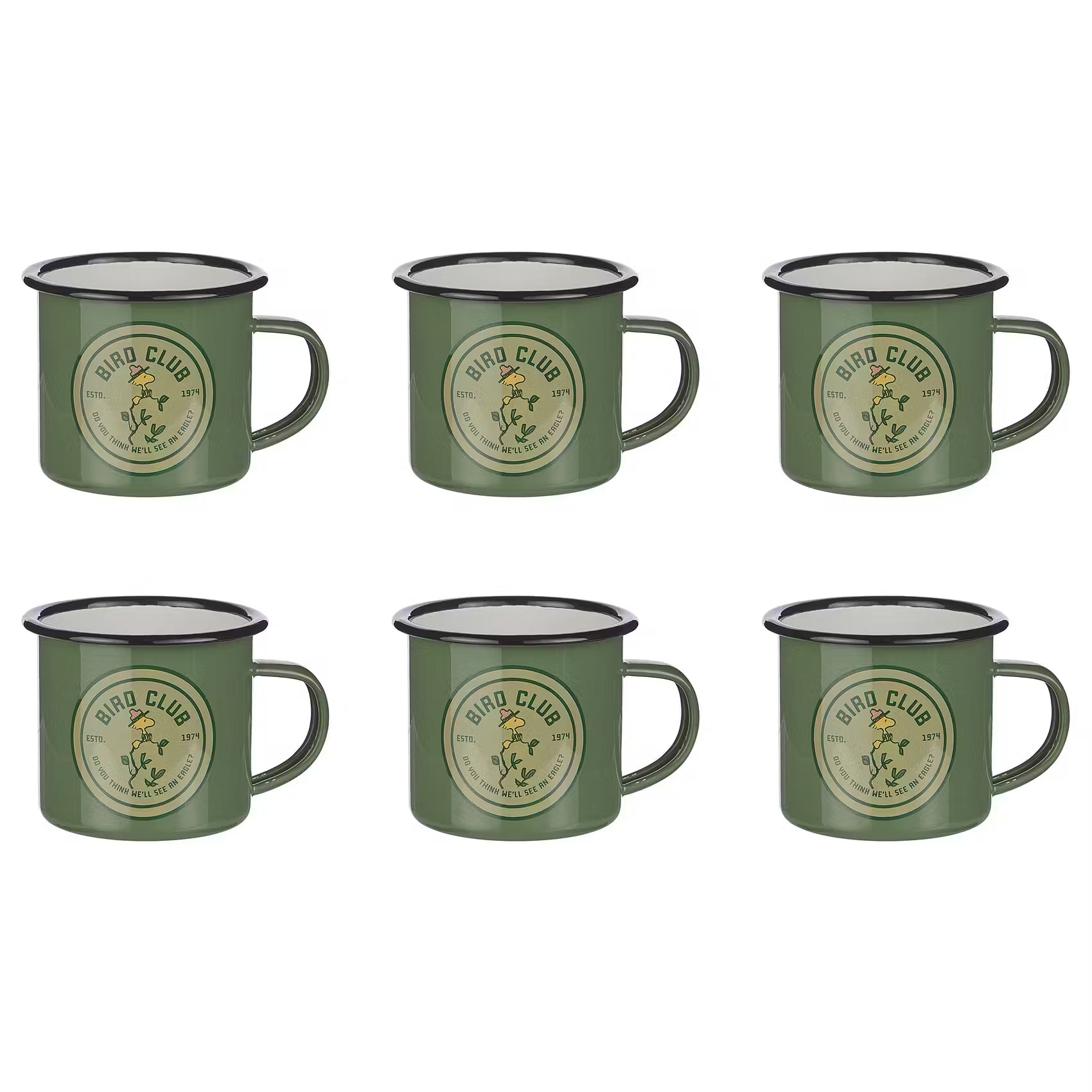 PEANUTS Tasse 6er-Set - Emaille - Grün