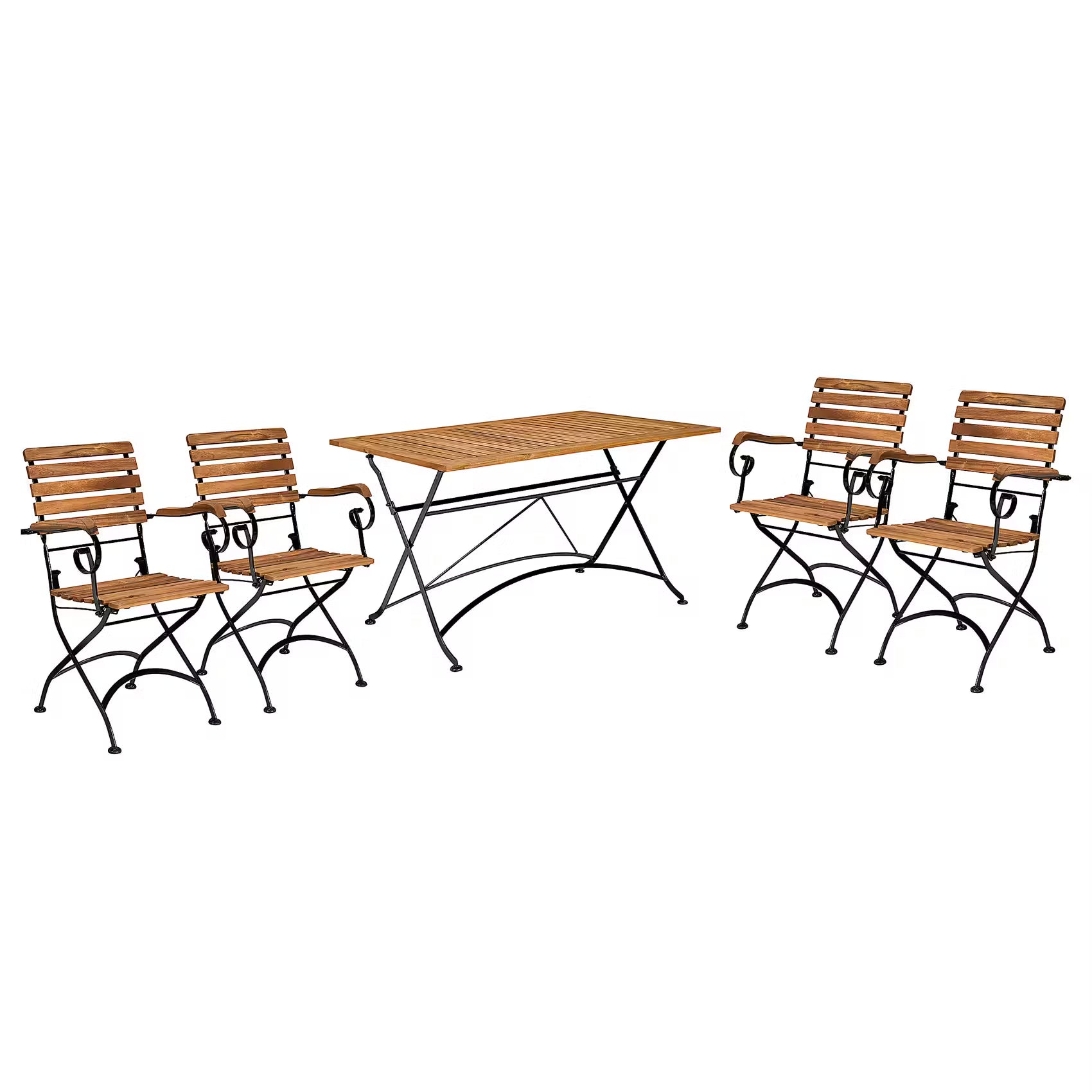 PARKLIFE Gartenmöbelset 5-tlg. - Eisen / Akazienholz - Schwarz