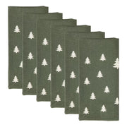 TREES Serviette 6er-Set - Baumwolle - Dunkelgrün