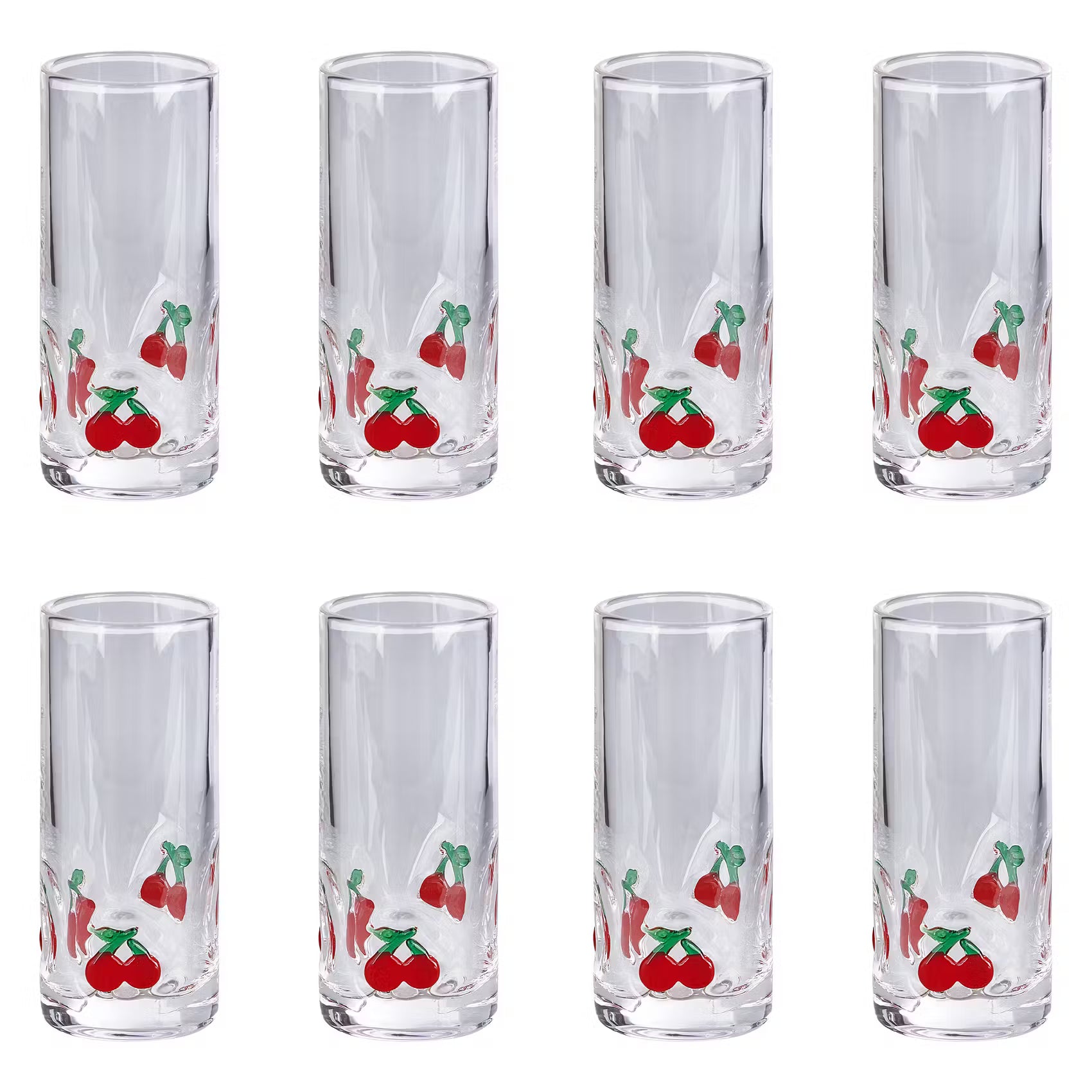 LES PETITS Schnapsglas Kirschen 8er-Set - Glas - Rot