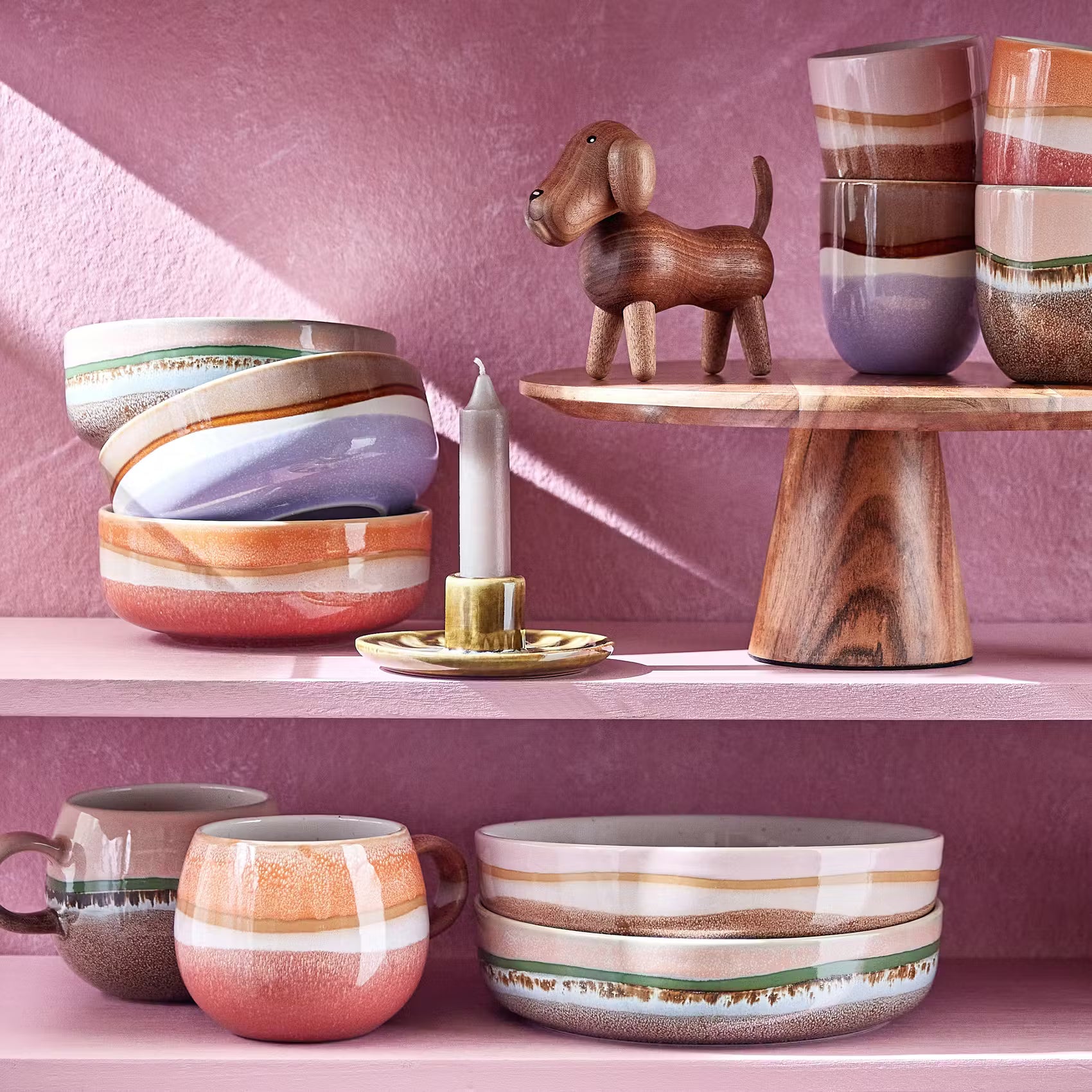 Pastateller MEDLEY 4er-Set - Steinzeug - Rosé