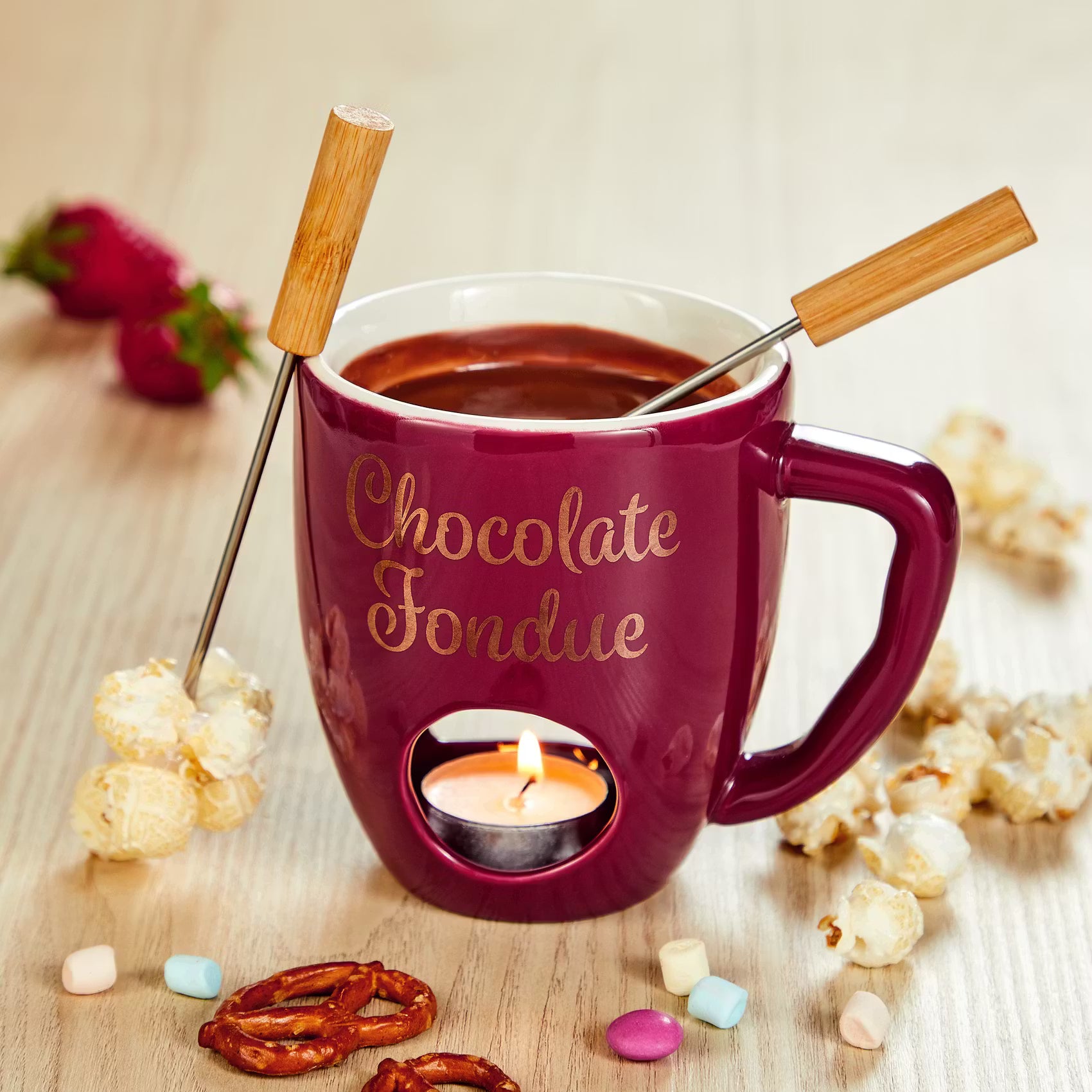 CHOCOLATE FONDUE Tasse 4er-Set - Porzellan /  Edelstahl