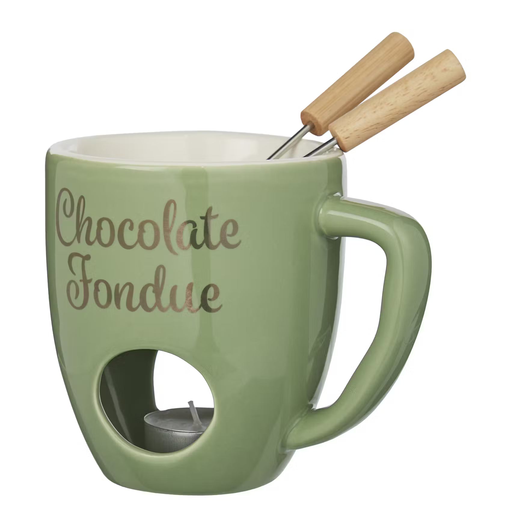 CHOCOLATE FONDUE Tasse 4er-Set - Porzellan / Edelstahl