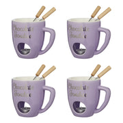 CHOCOLATE FONDUE Tasse 4er-Set - Porzellan / Edelstahl