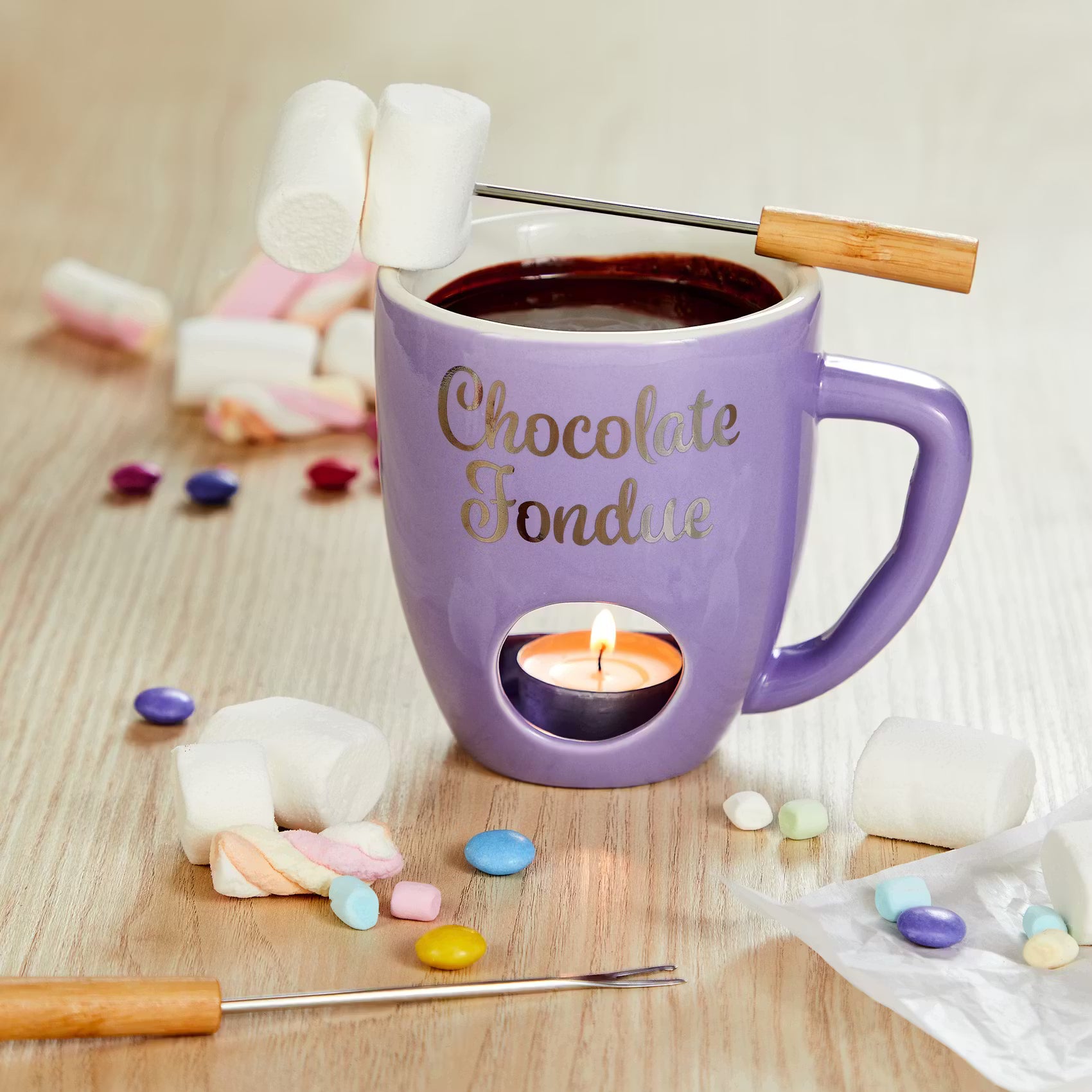 CHOCOLATE FONDUE Tasse 4er-Set - Porzellan / Edelstahl