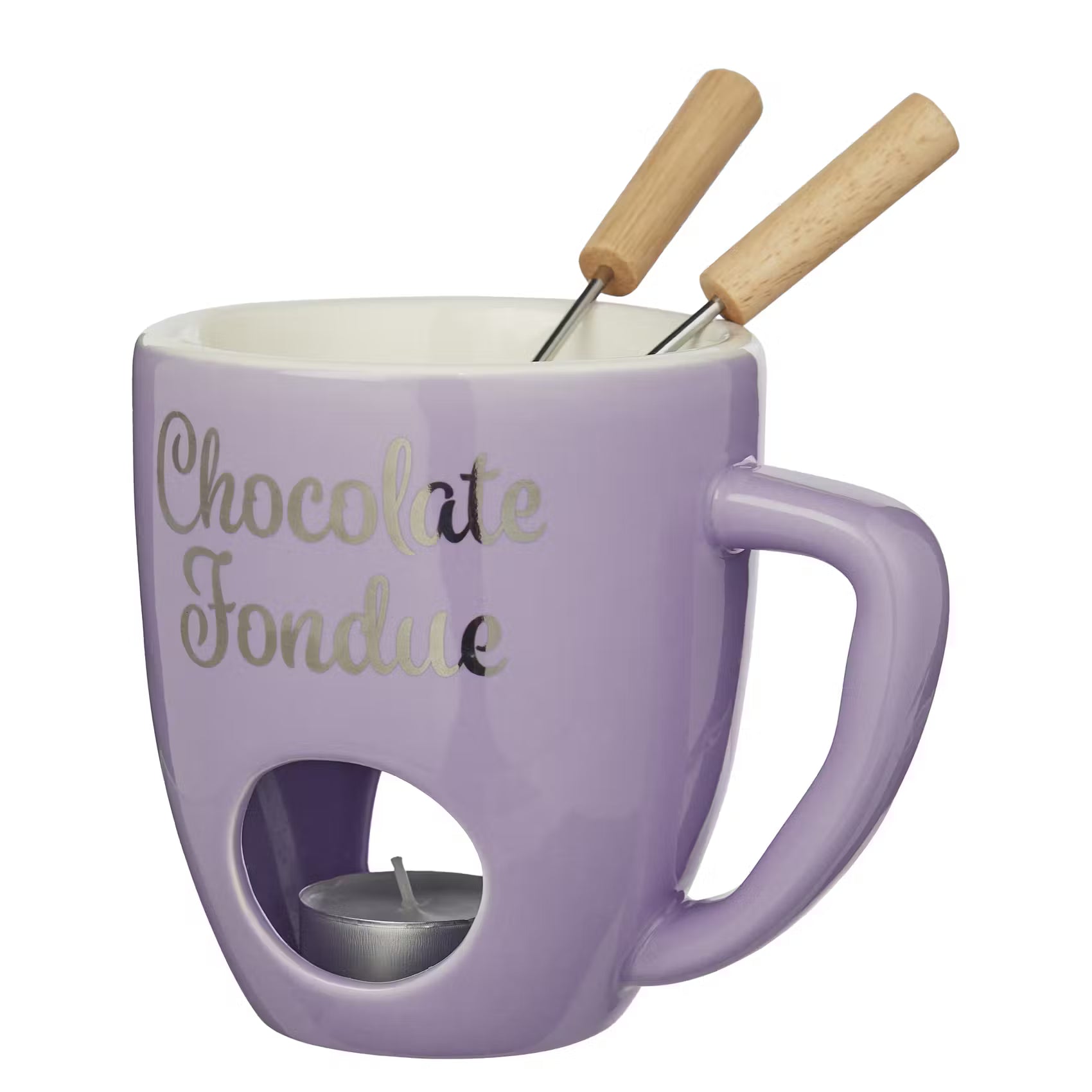 CHOCOLATE FONDUE Tasse 4er-Set - Porzellan / Edelstahl