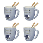 CHOCOLATE FONDUE Tasse 4er-Set - Porzellan / Edelstahl