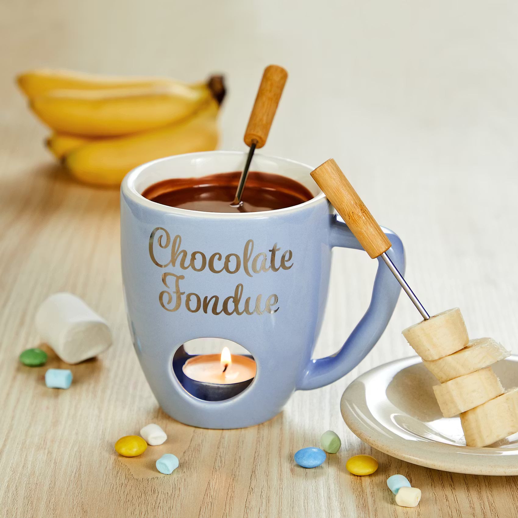 CHOCOLATE FONDUE Tasse 4er-Set - Porzellan / Edelstahl