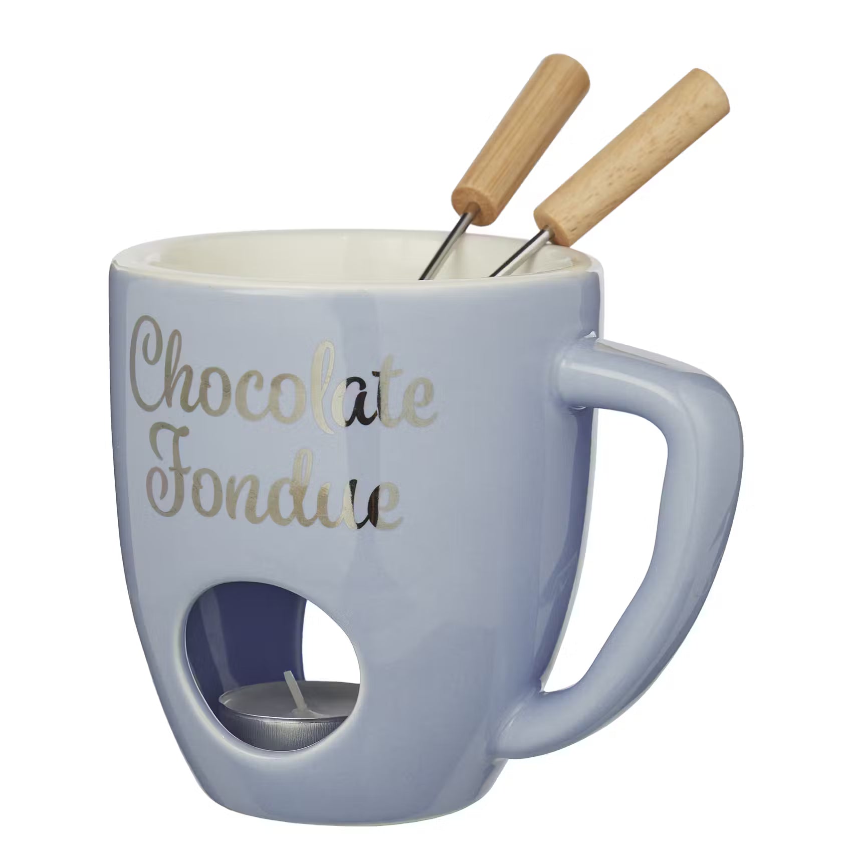 CHOCOLATE FONDUE Tasse 4er-Set - Porzellan / Edelstahl