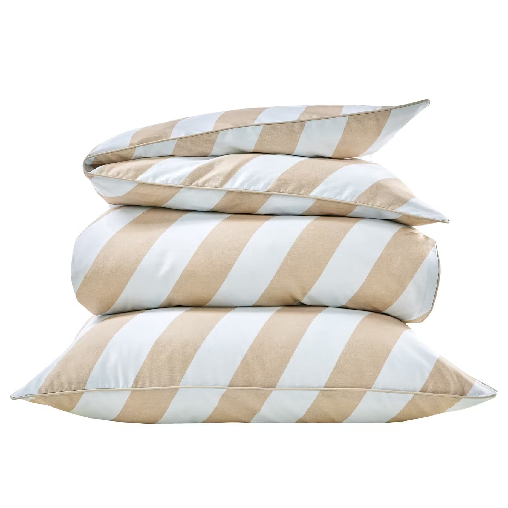 ALL DREAMS Satin-Bettwäsche Streifen - Baumwolle - Beige - Beige - 140 x 200 cm