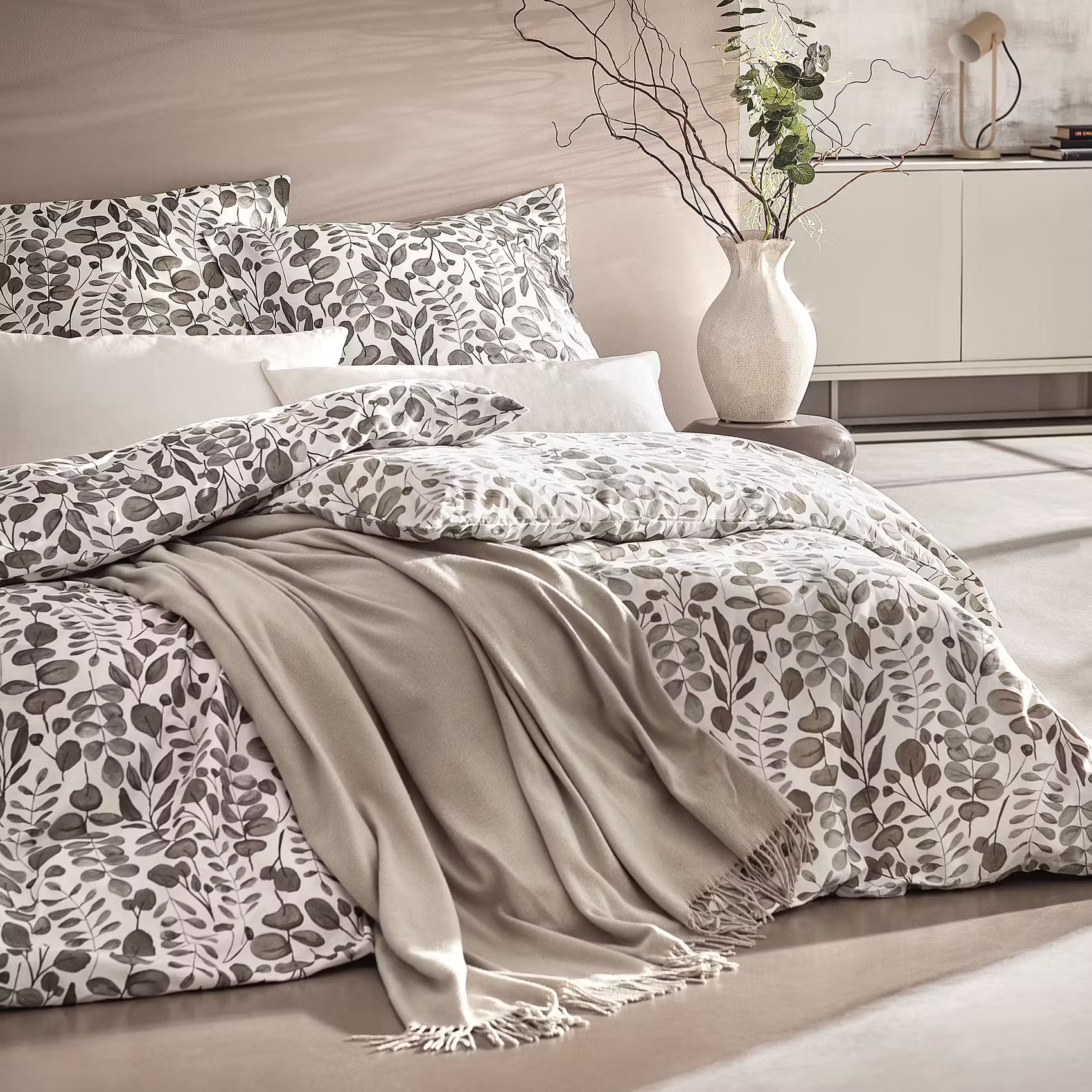 ALL DREAMS Satin-Bettwäsche - Baumwolle - Grün - 140 x 200 cm
