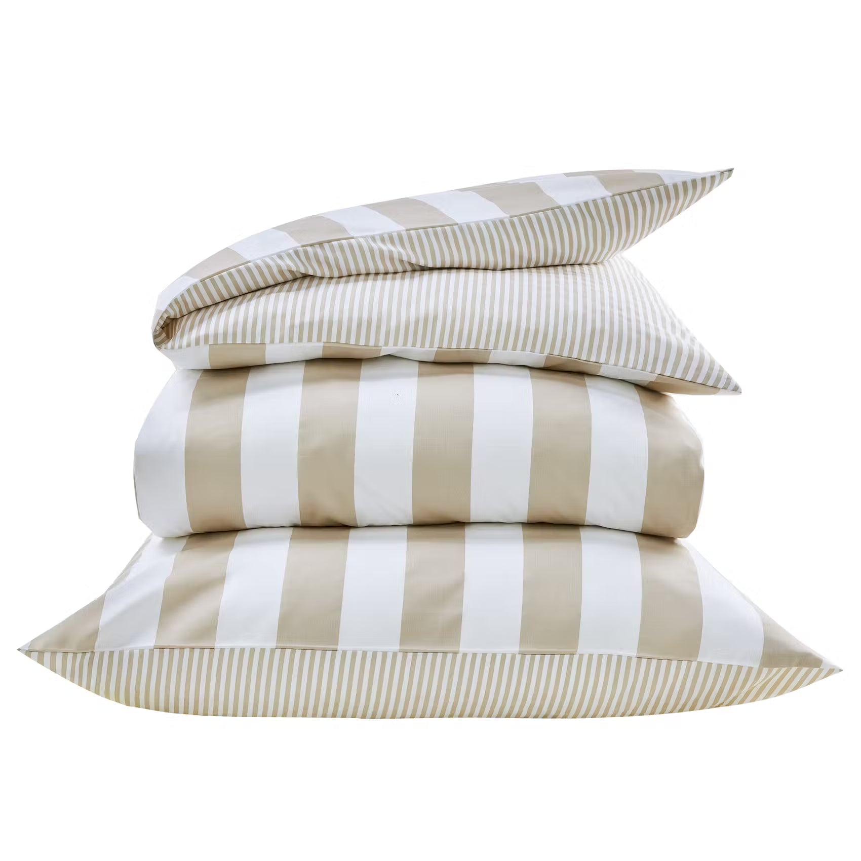 ALL DREAMS Satin-Bettwäsche Streifen - Baumwolle - Beige - Beige - 140 x 220 cm
