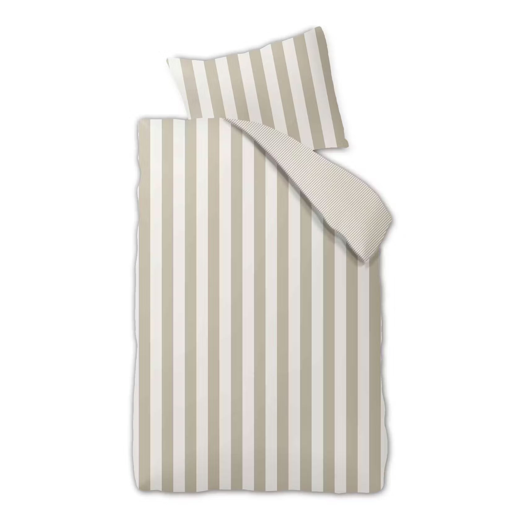 ALL DREAMS Satin-Bettwäsche Streifen - Baumwolle - Beige - Beige - 140 x 220 cm