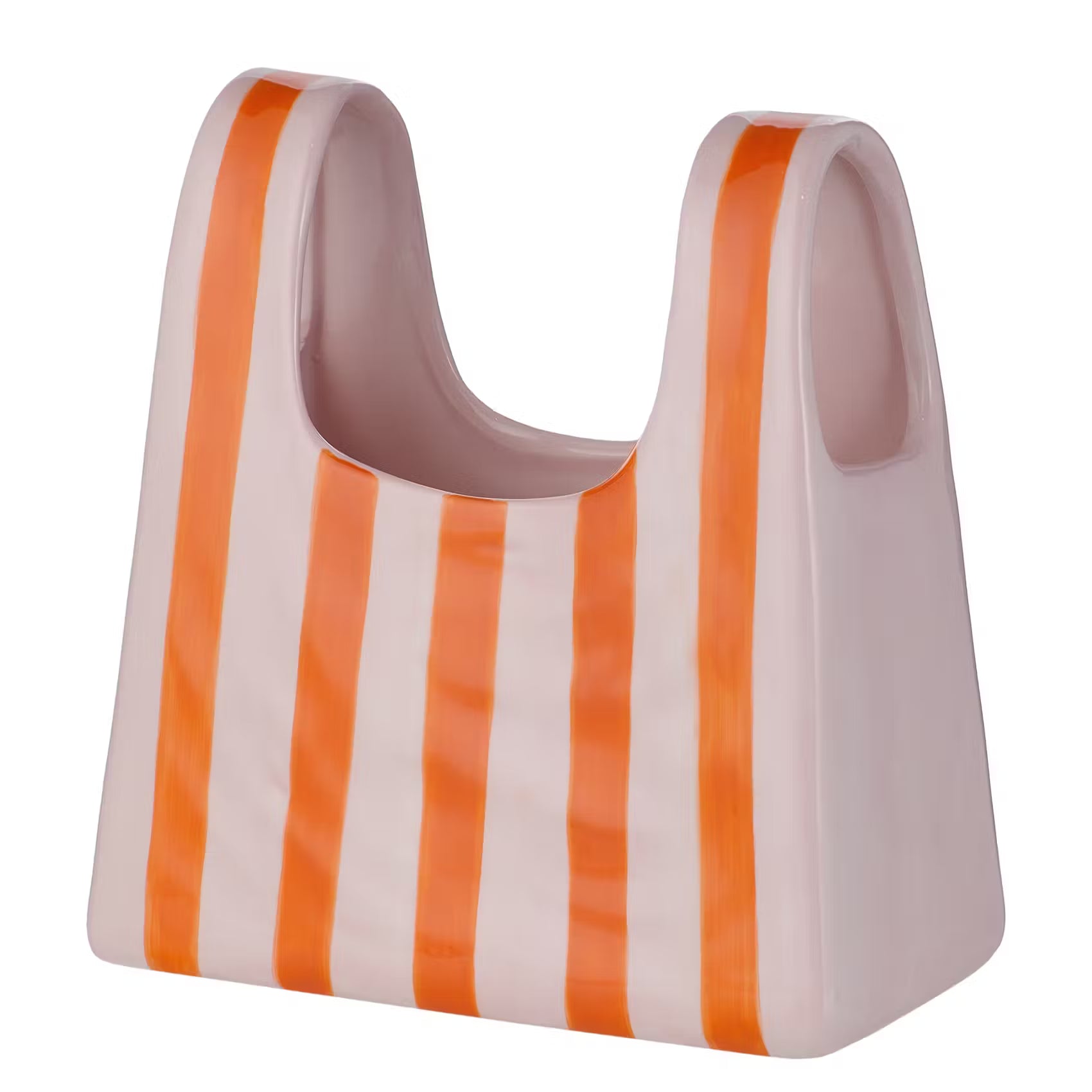 SHOPPING BAG Vase Streifen - Dolomit - Orange