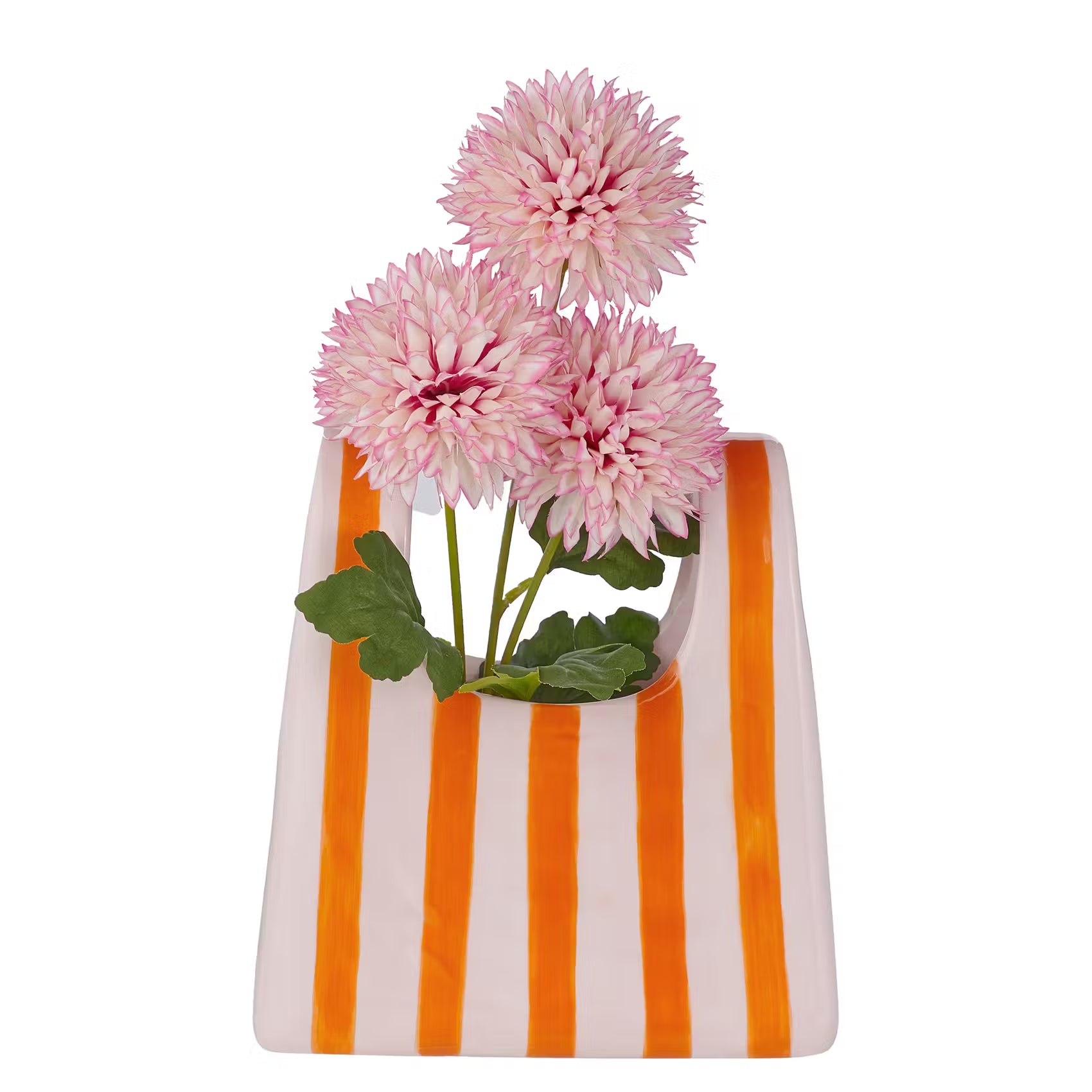 SHOPPING BAG Vase Streifen - Dolomit - Orange