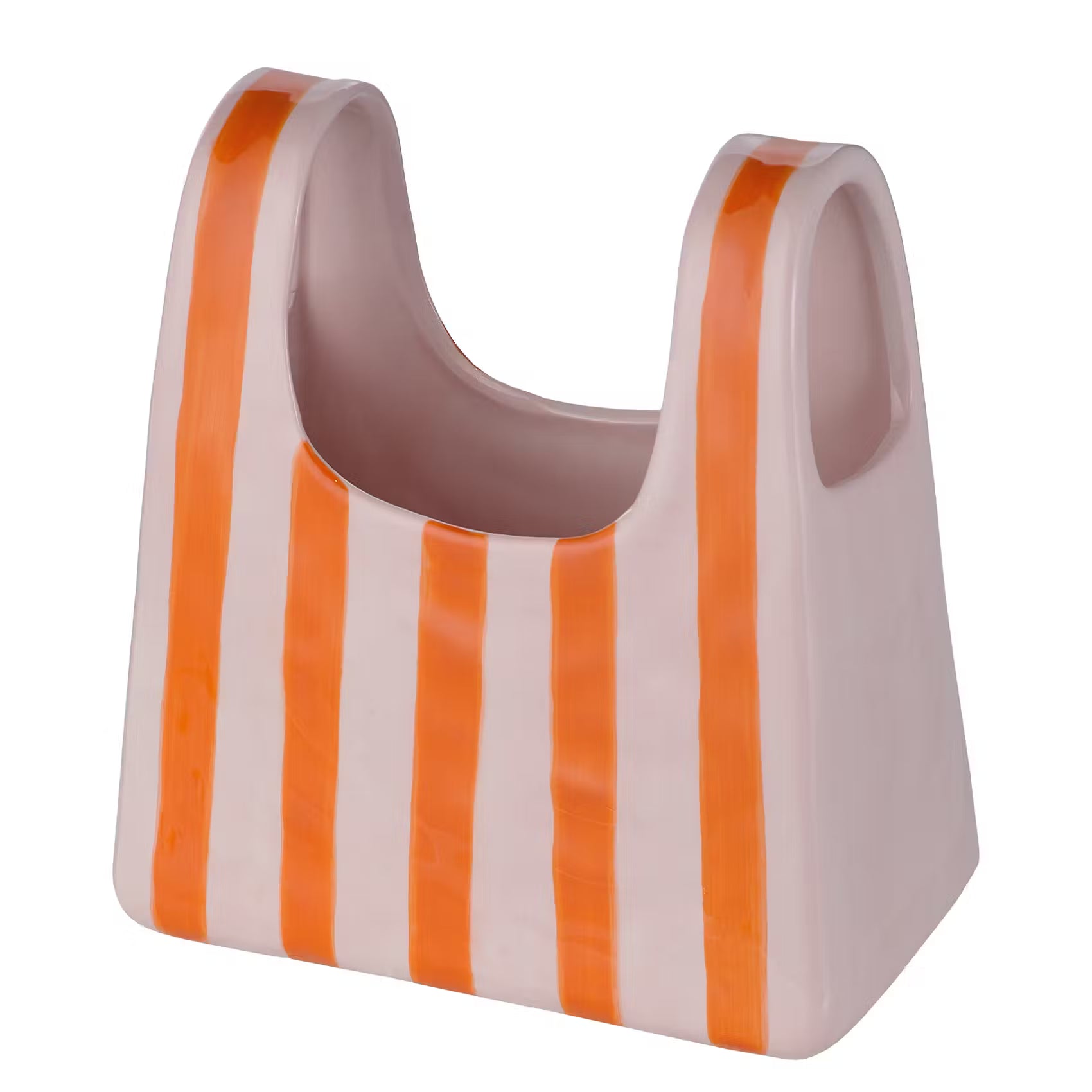 SHOPPING BAG Vase Streifen - Dolomit - Orange