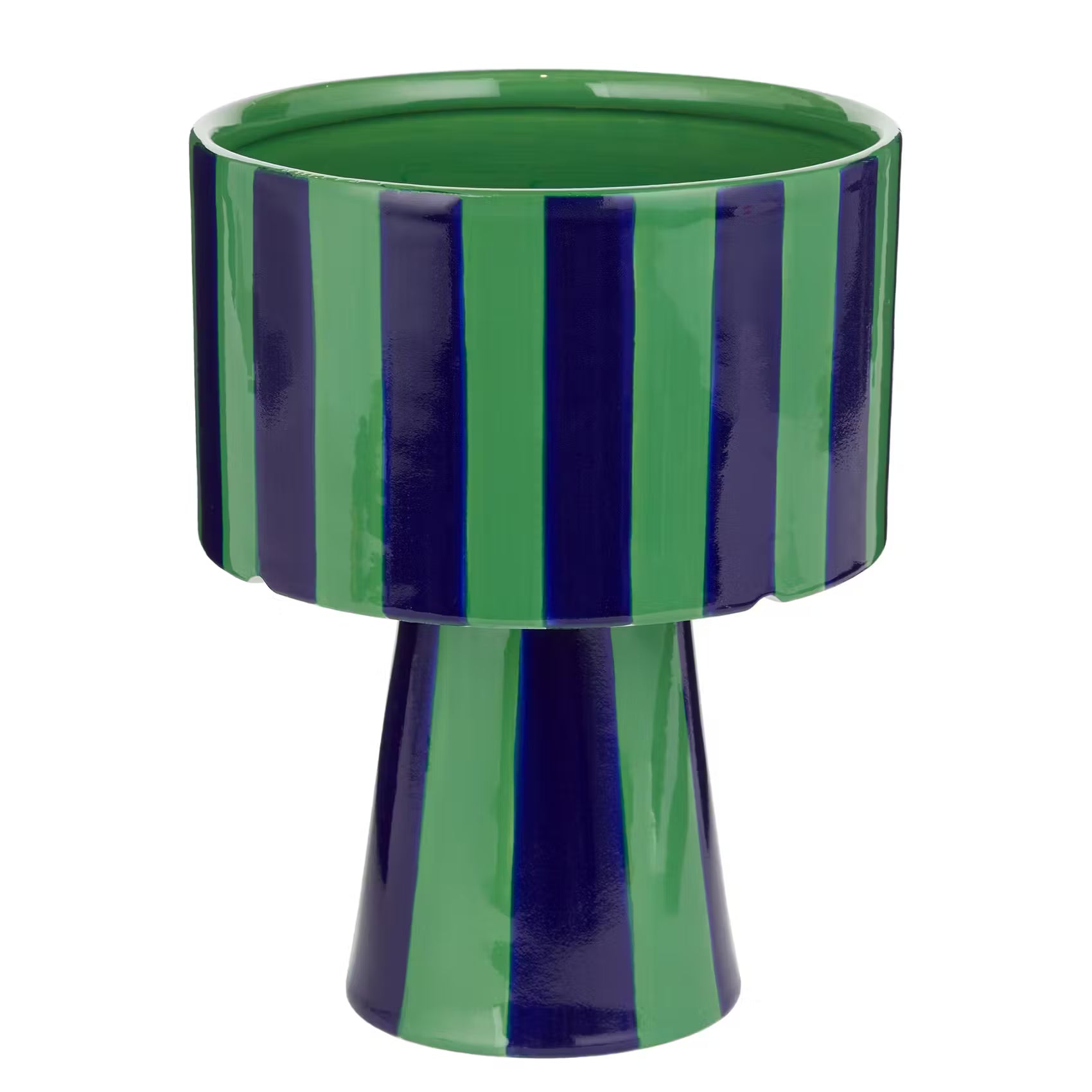 LINES Blumentopf mit Fuß - Steingut - Blau