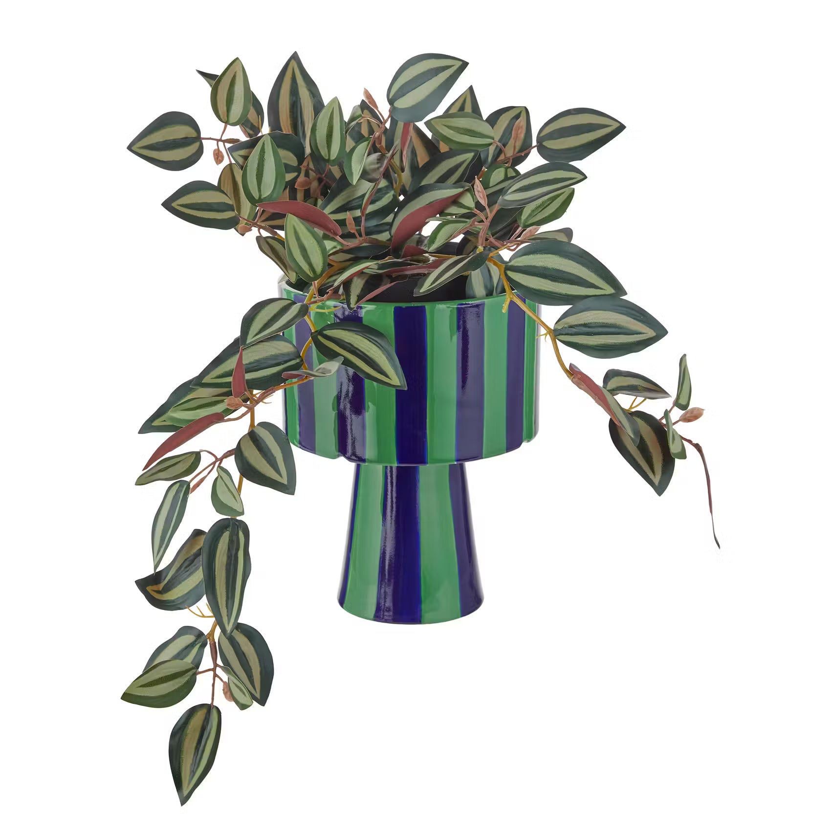 LINES Blumentopf mit Fuß - Steingut - Blau