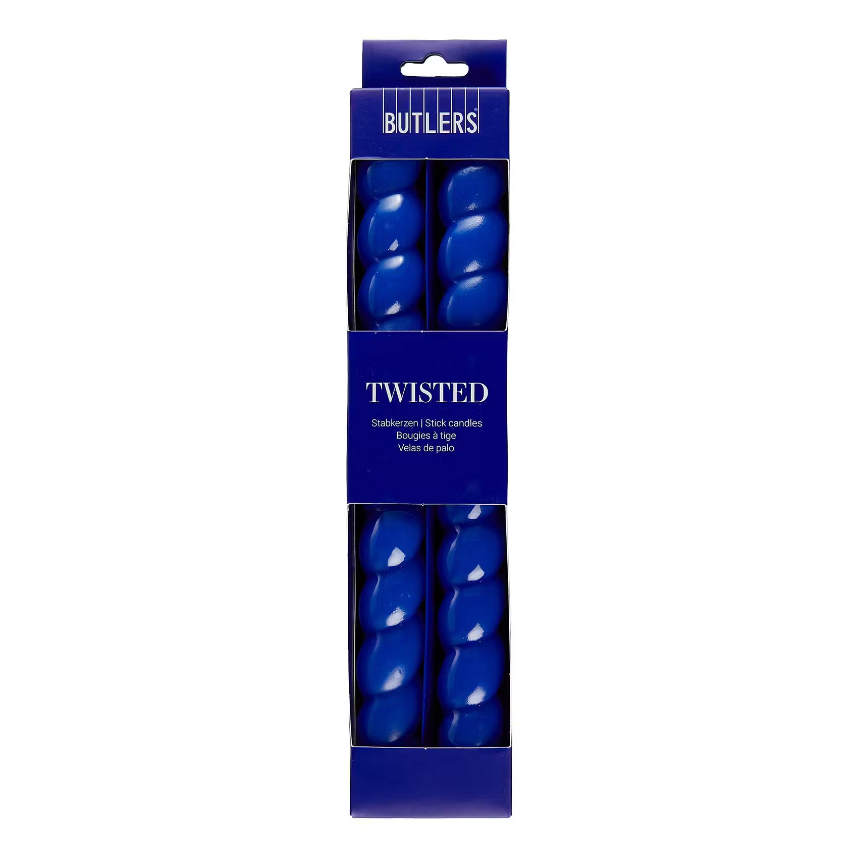 TWISTED Stabkerze 2er-Set - Paraffin/Sojawachs - Blau