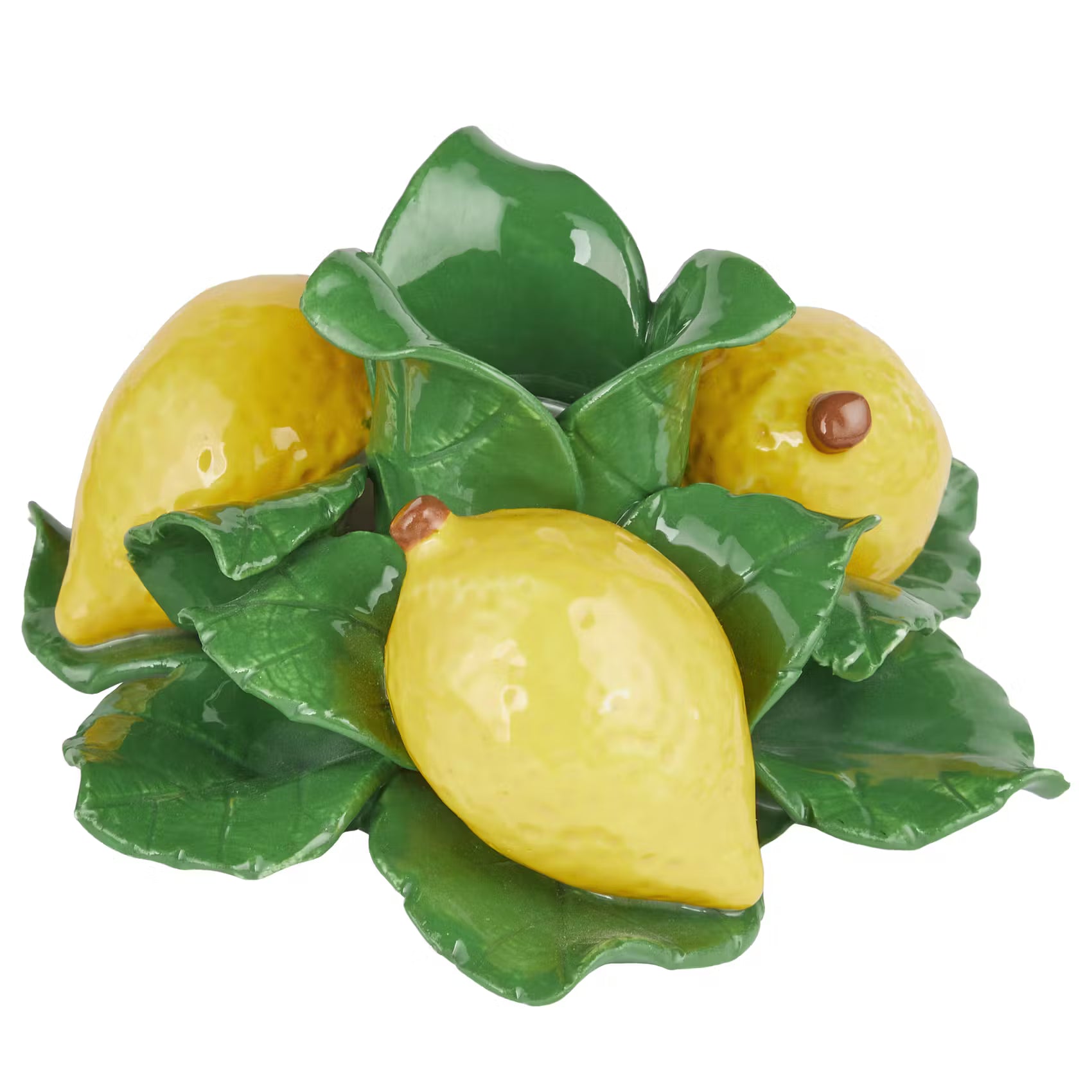 LEMON Kerzenhalter Zitronen - Steinzeug - Gelb