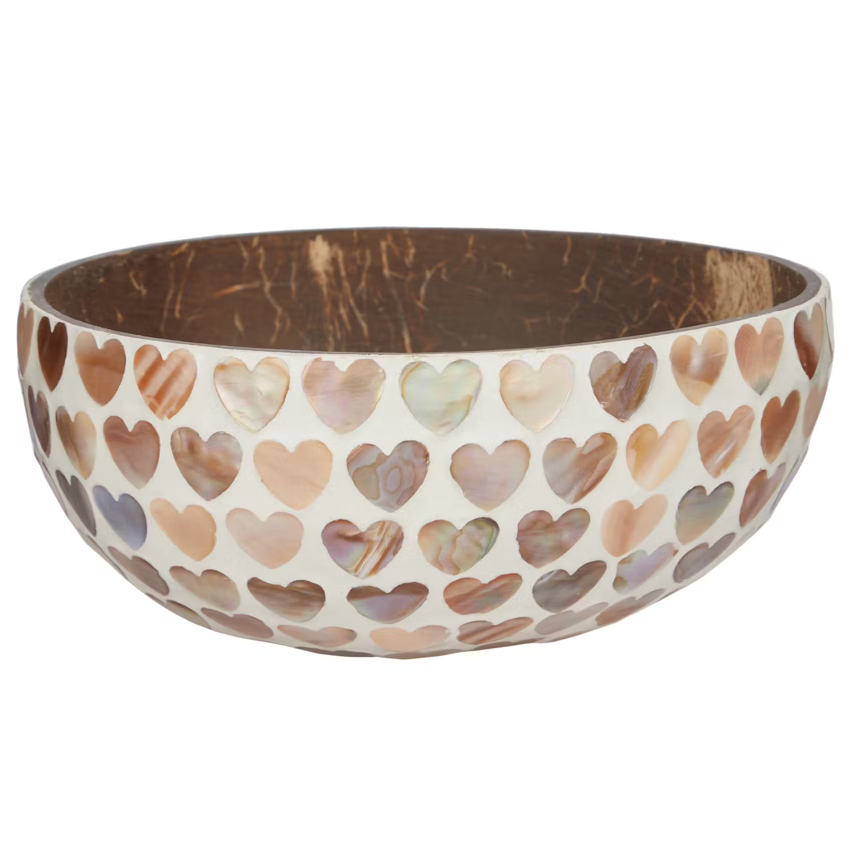 COCONUT Kokosnussschale Mosaik Herzen - Kokosnuss - Natur