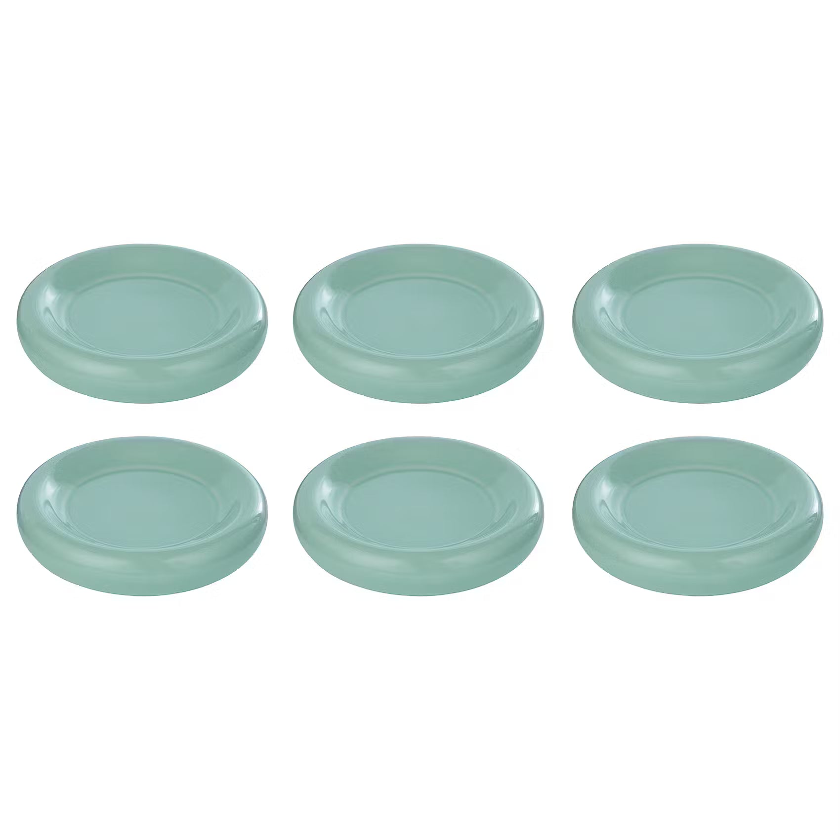 CHUNKY Untertasse 6er-Set - Steinzeug - Hellgrün - Mint