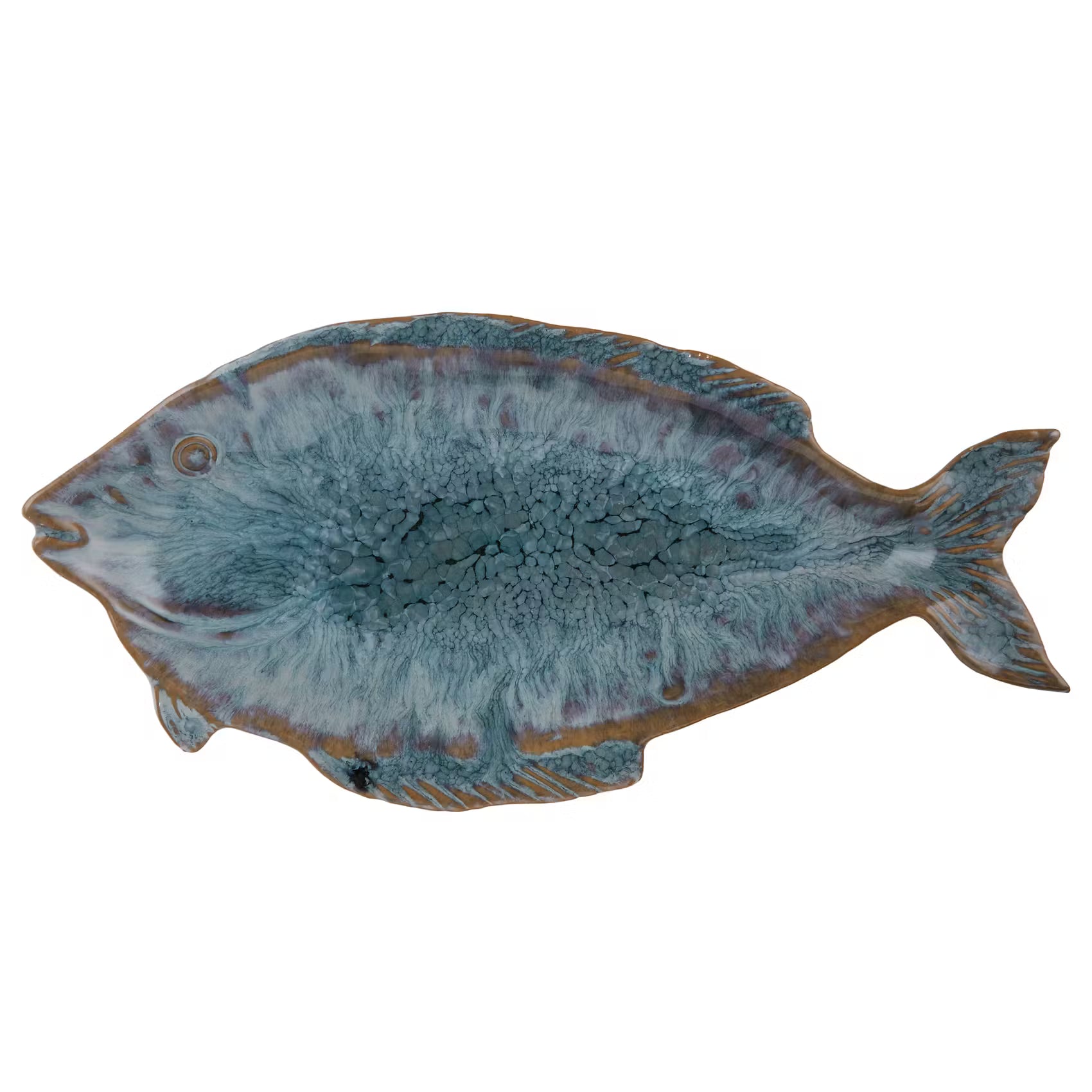 TAVERNA Deko-Teller Fisch - Steingut - Blau