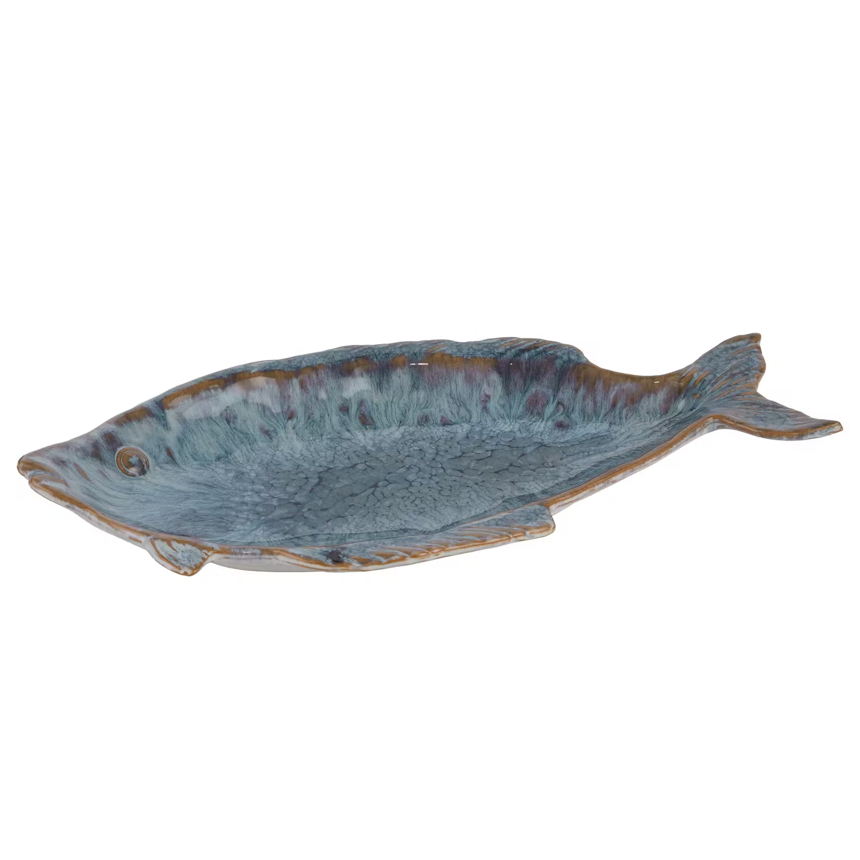 TAVERNA Deko-Teller Fisch - Steingut - Blau