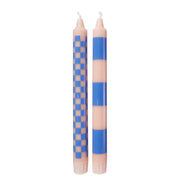 ART BOUGIE Stabkerze Checker 2er-Set - Stearin - Blau