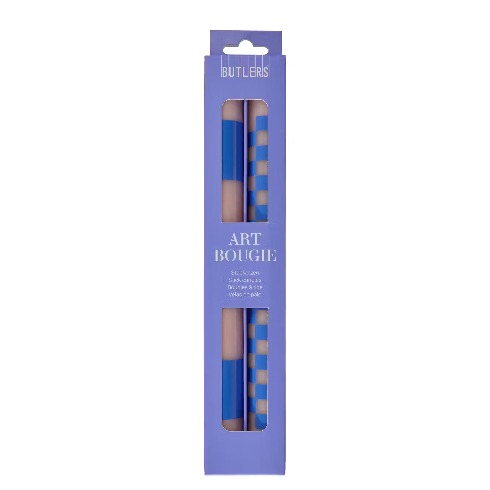 ART BOUGIE Stabkerze Checker 2er-Set - Stearin - Blau