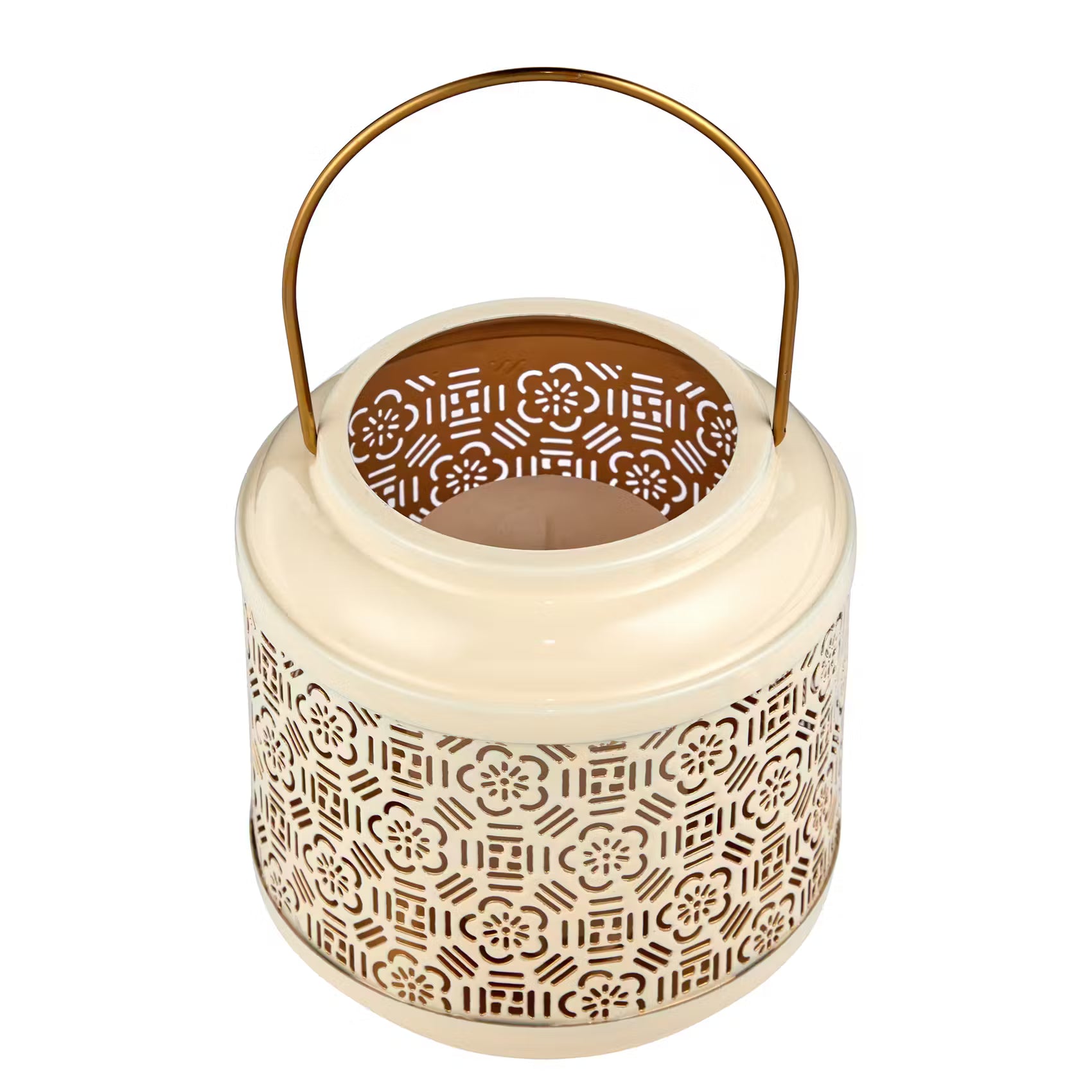 WABI SABI Laterne Blumen - Eisen - Creme