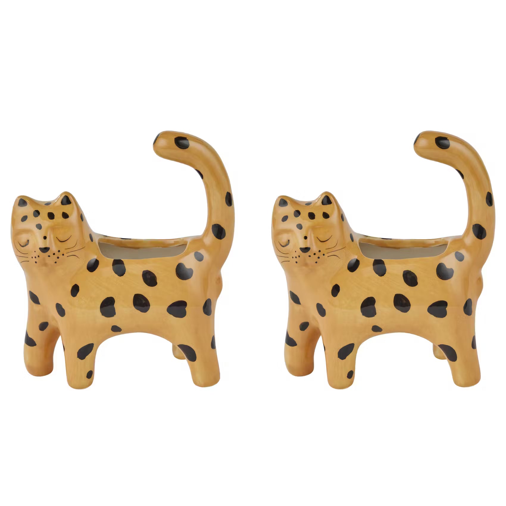 LITTLE LEO Vase Leopard 2er-Set - Steingut - Hellbraun