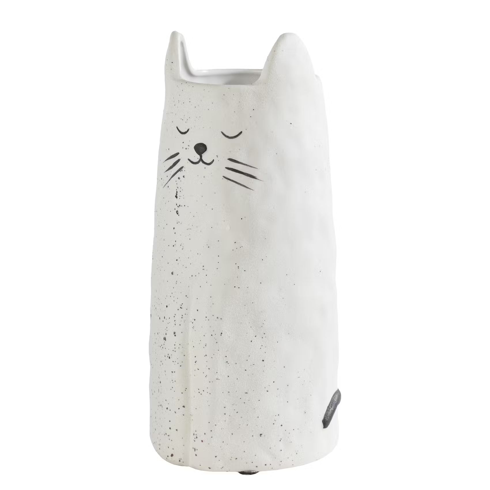 GATO Vase Katze - Steingut - Weiß - Höhe: 26 cm