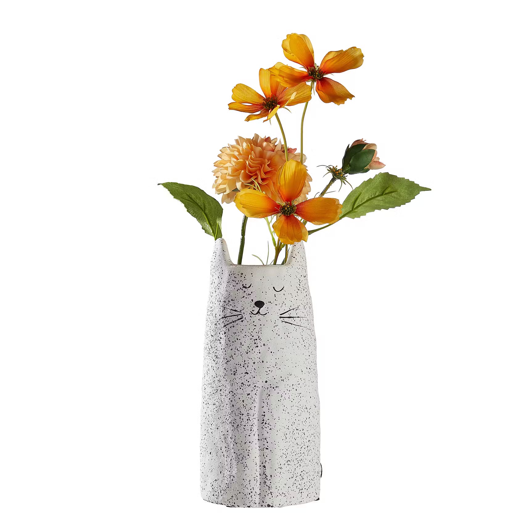 GATO Vase Katze - Steingut - Weiß - Höhe: 26 cm
