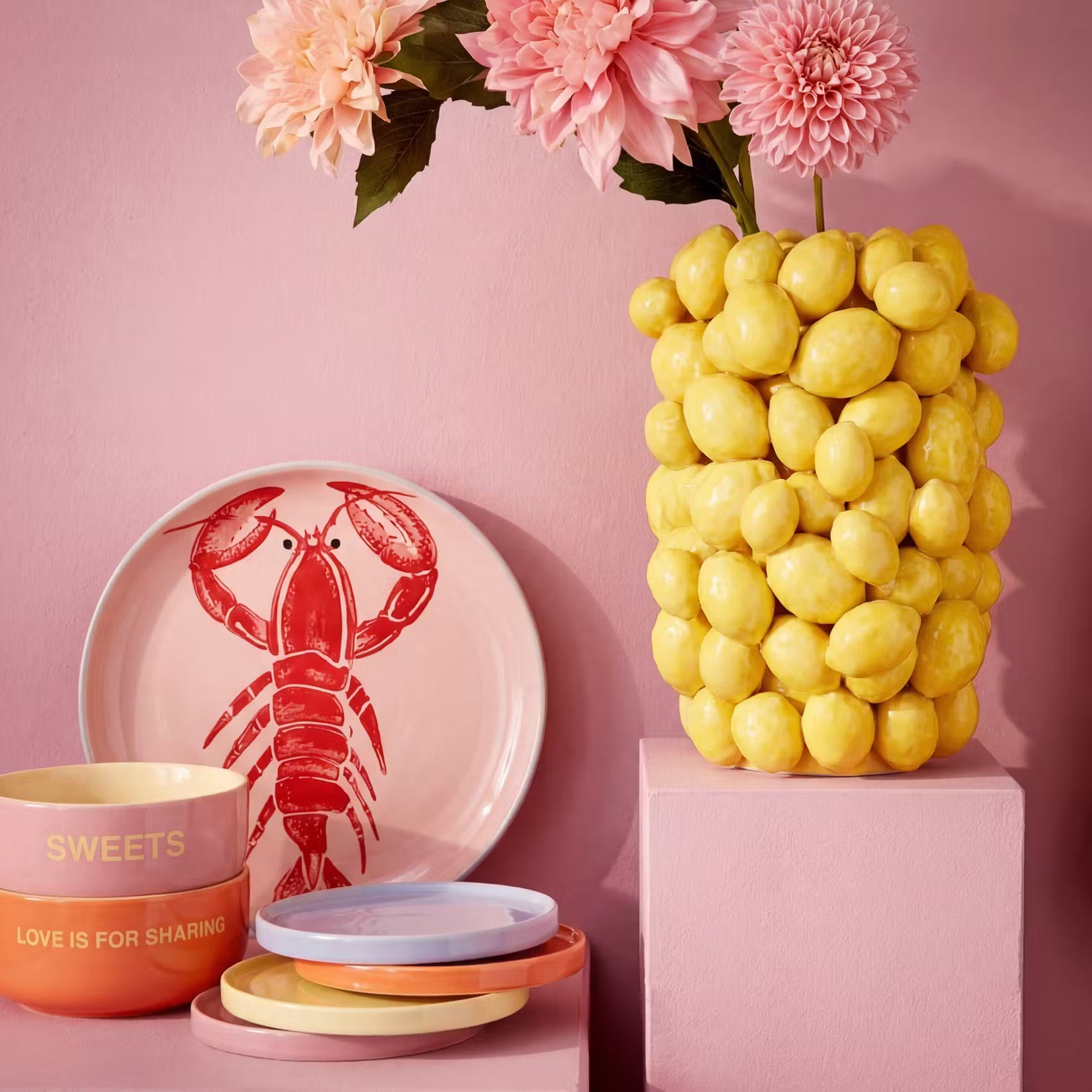 LEMON Vase Zitronen - Dolomit - Gelb