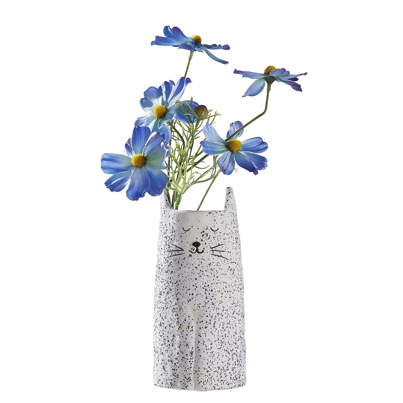 GATO Vase Katze - Steingut - Weiß - Höhe: 20 cm