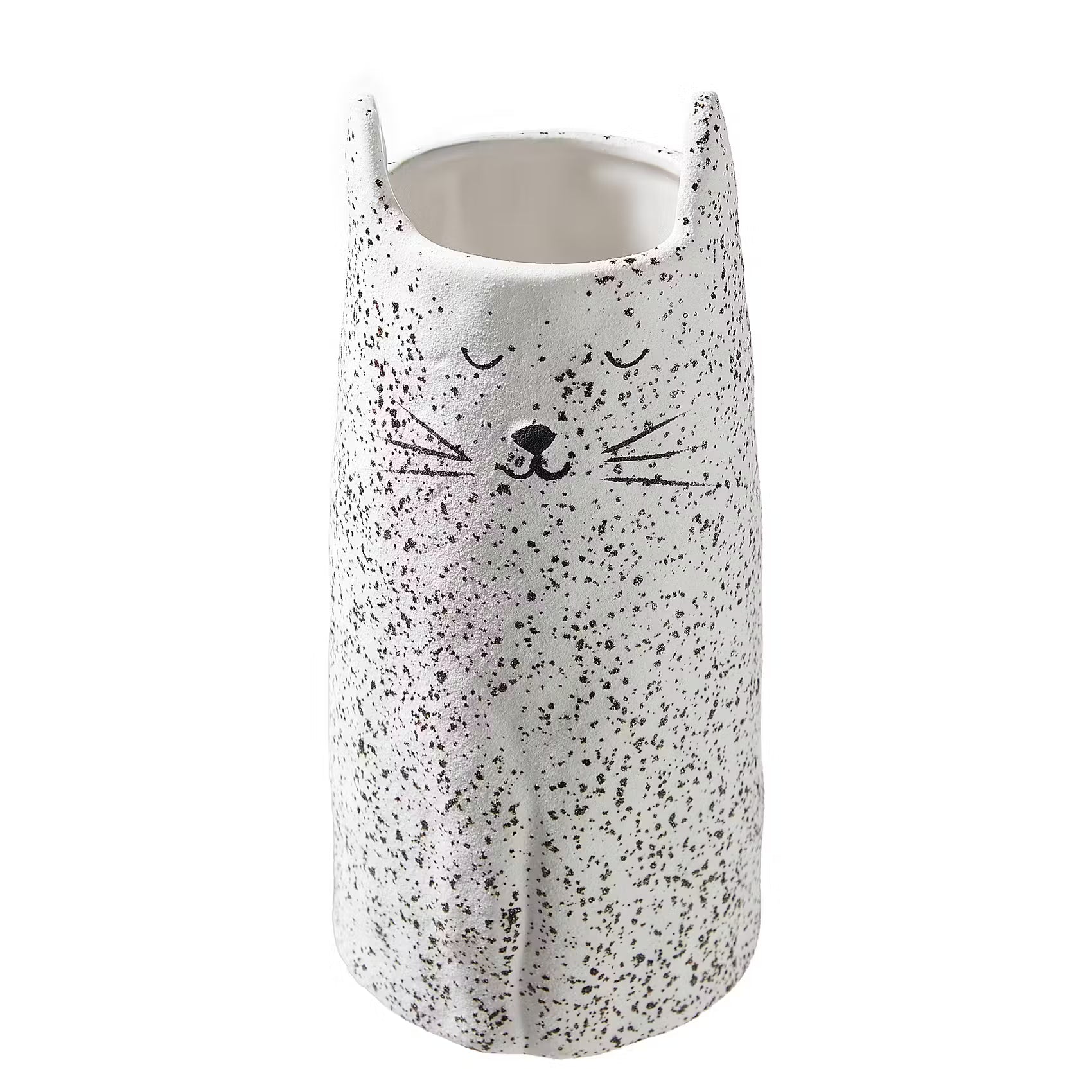 GATO Vase Katze - Steingut - Weiß - Höhe: 20 cm