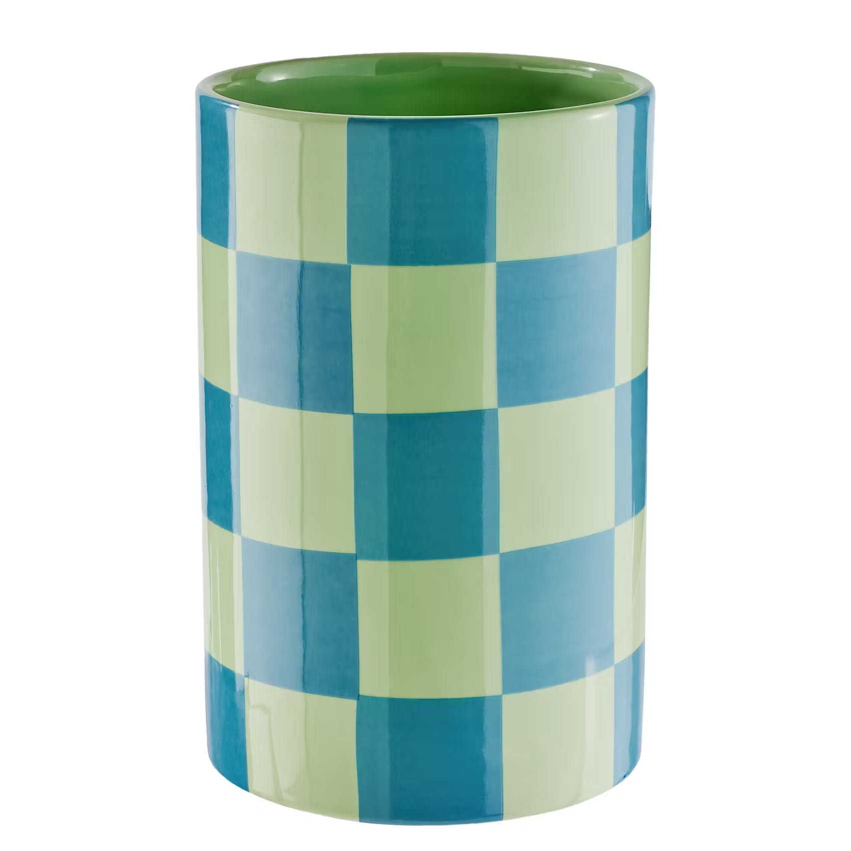 CHECKER Vase - Dolomit - Pastellgrün - Grün / Blau