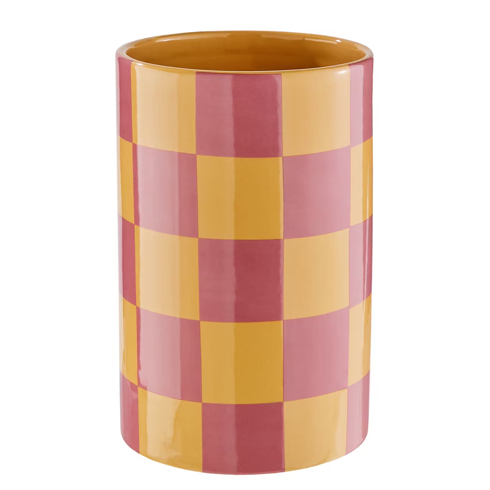CHECKER Vase - Dolomit - Orange - Rot / Gelb