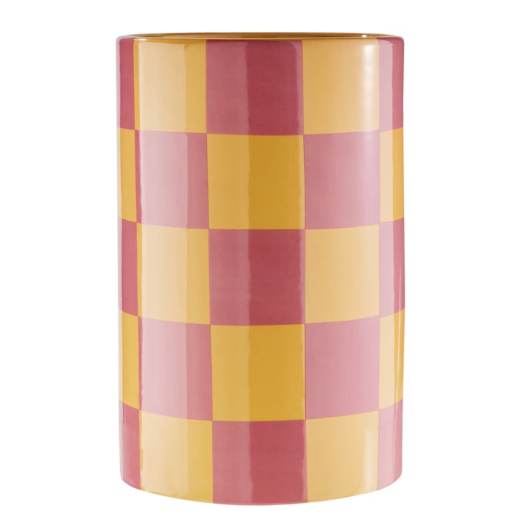 CHECKER Vase - Dolomit - Orange - Rot / Gelb